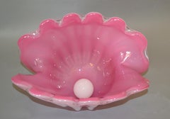 Archimede Seguso Handblown Murano Glass Clam Shell Centerpiece with Pearl
