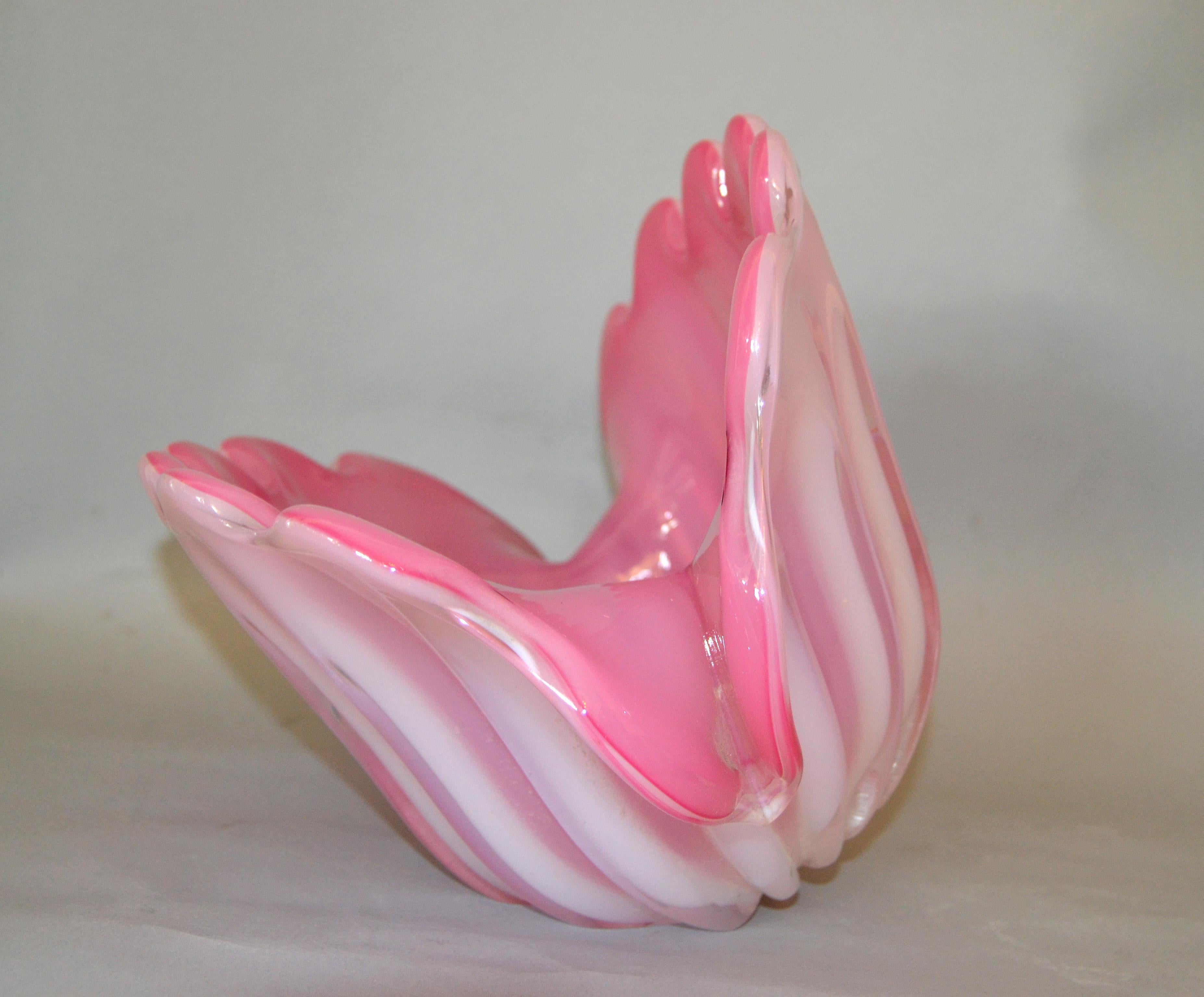 Archimede Seguso Handblown Murano Glass Clam Shell Centerpiece with Pearl 2