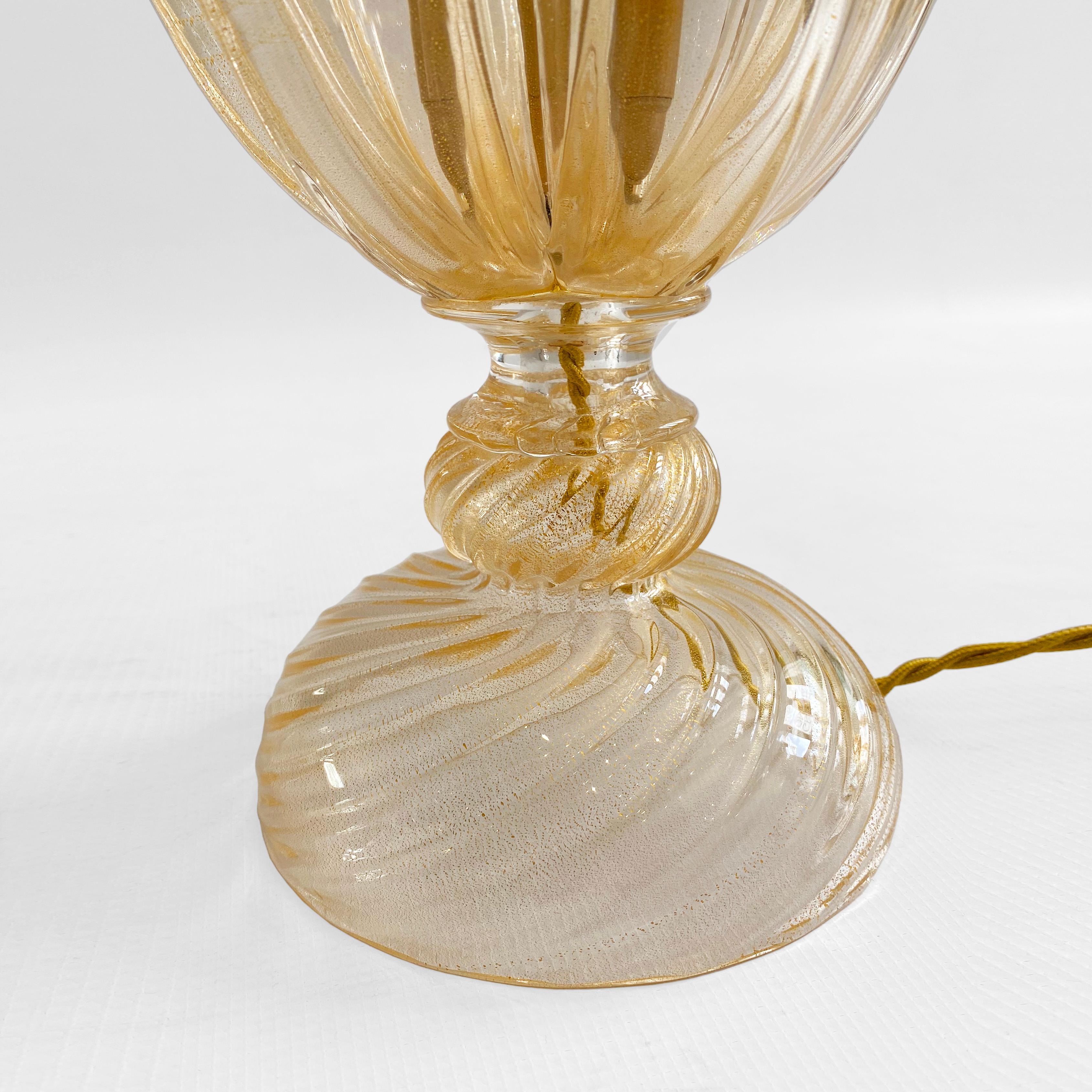 Archimede Seguso Handmade Murano Glass Table Lamp Gold Italian Art Deco 1960s For Sale 4