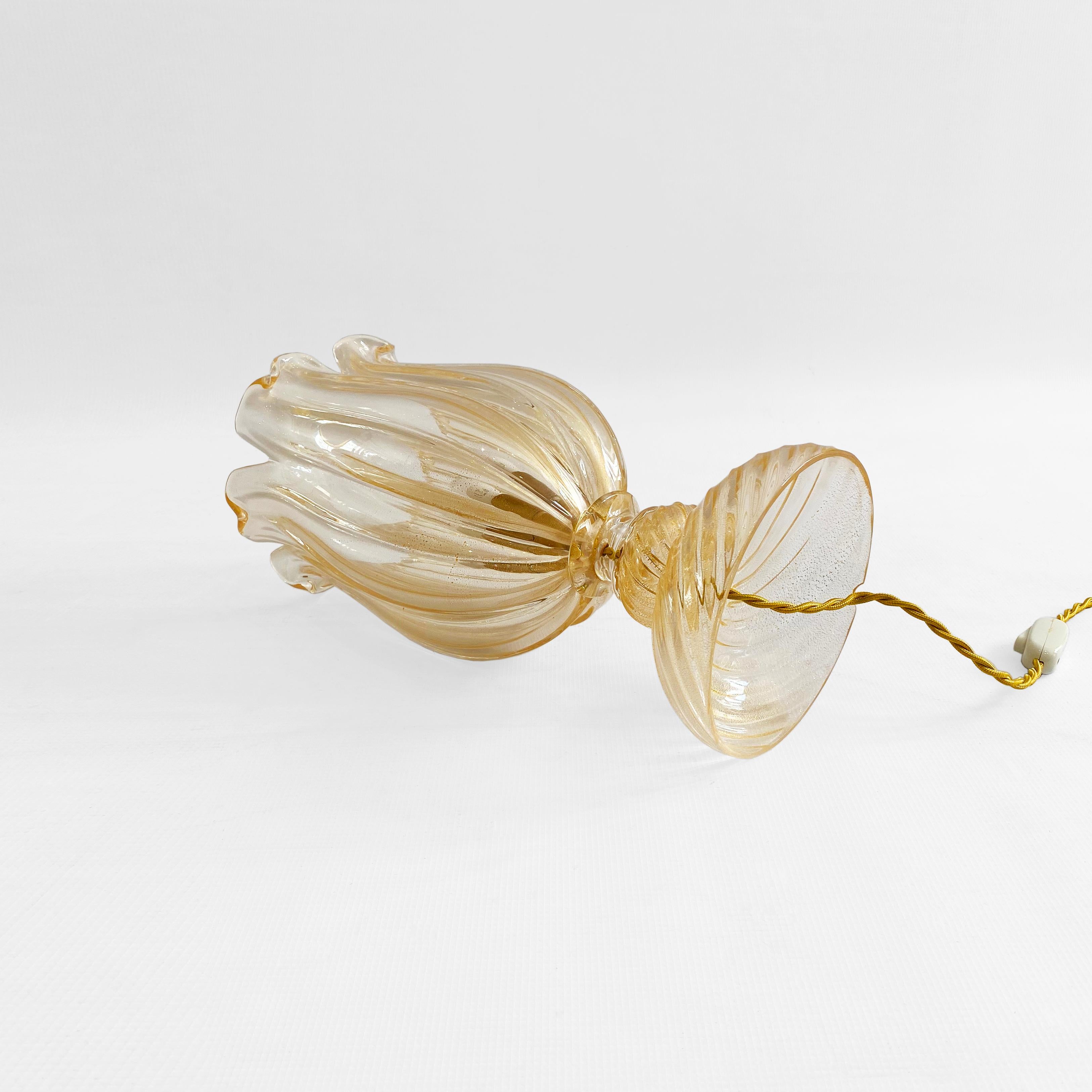 Archimede Seguso Handmade Murano Glass Table Lamp Gold Italian Art Deco 1960s For Sale 5