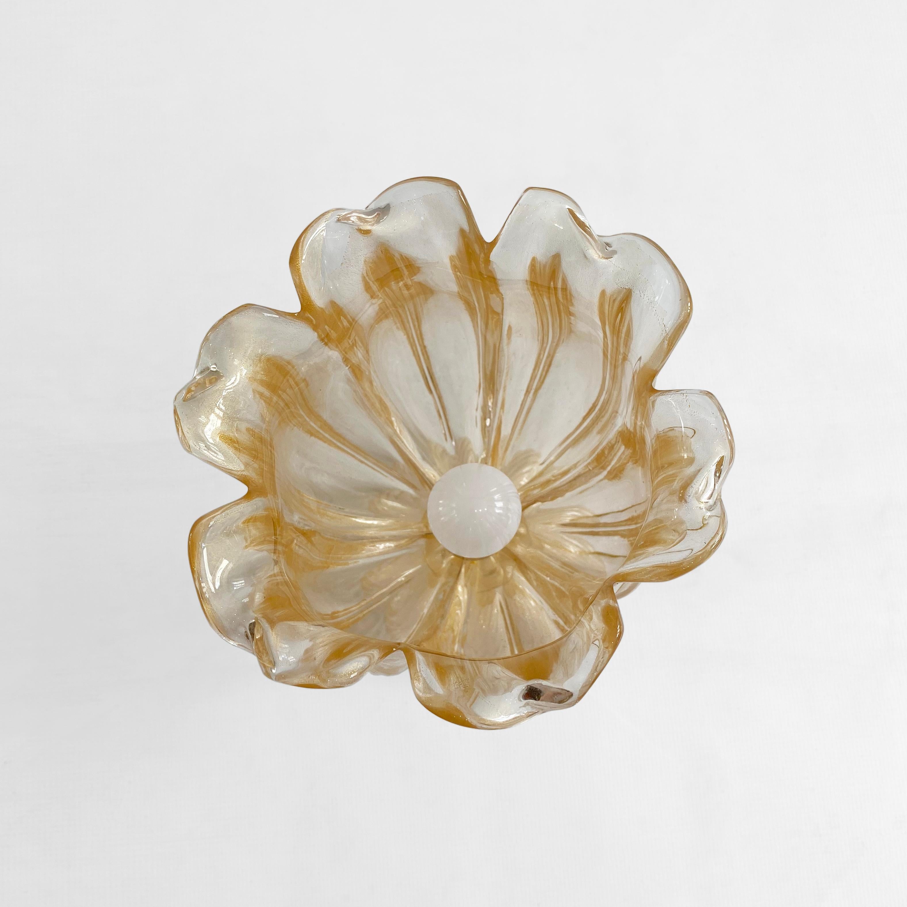 Archimede Seguso Handmade Murano Glass Table Lamp Gold Italian Art Deco 1960s For Sale 1