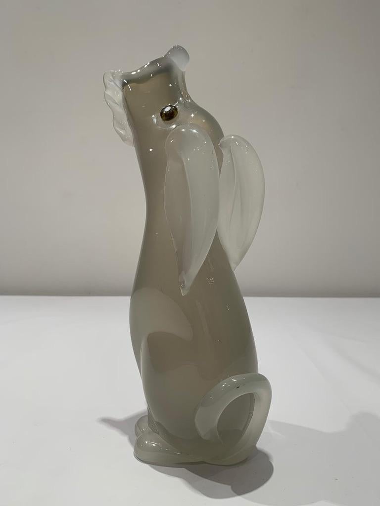 Italian Archimede Seguso in opaline Murano glass c 1950 dog vase. For Sale