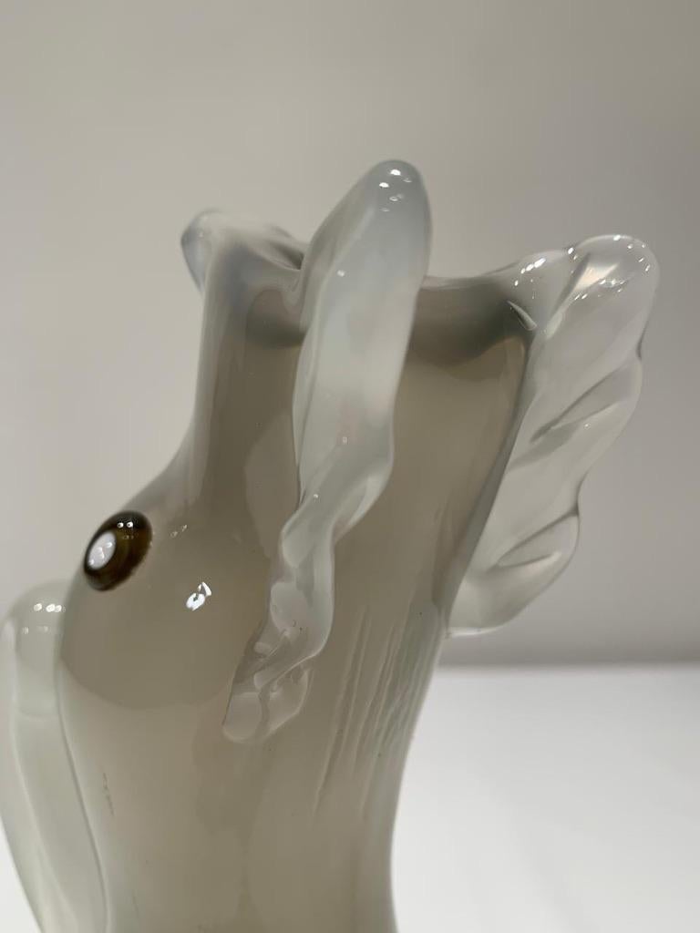 Mid-20th Century Archimede Seguso in opaline Murano glass c 1950 dog vase. For Sale