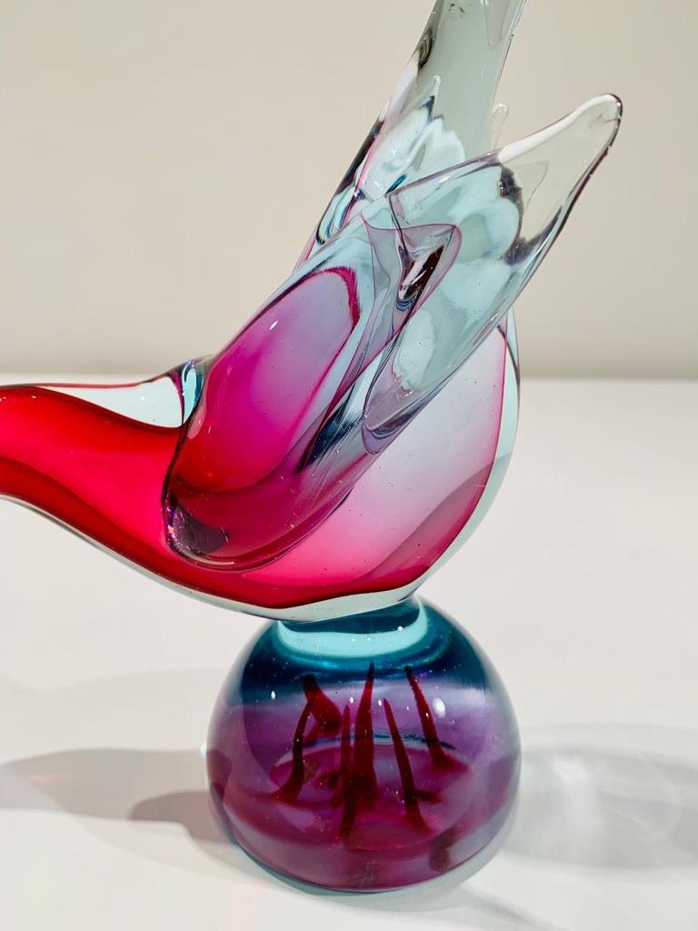 Mid-Century Modern Archimede Seguso Italian bicolor 1950 Murano Glass pheasants paire. en vente