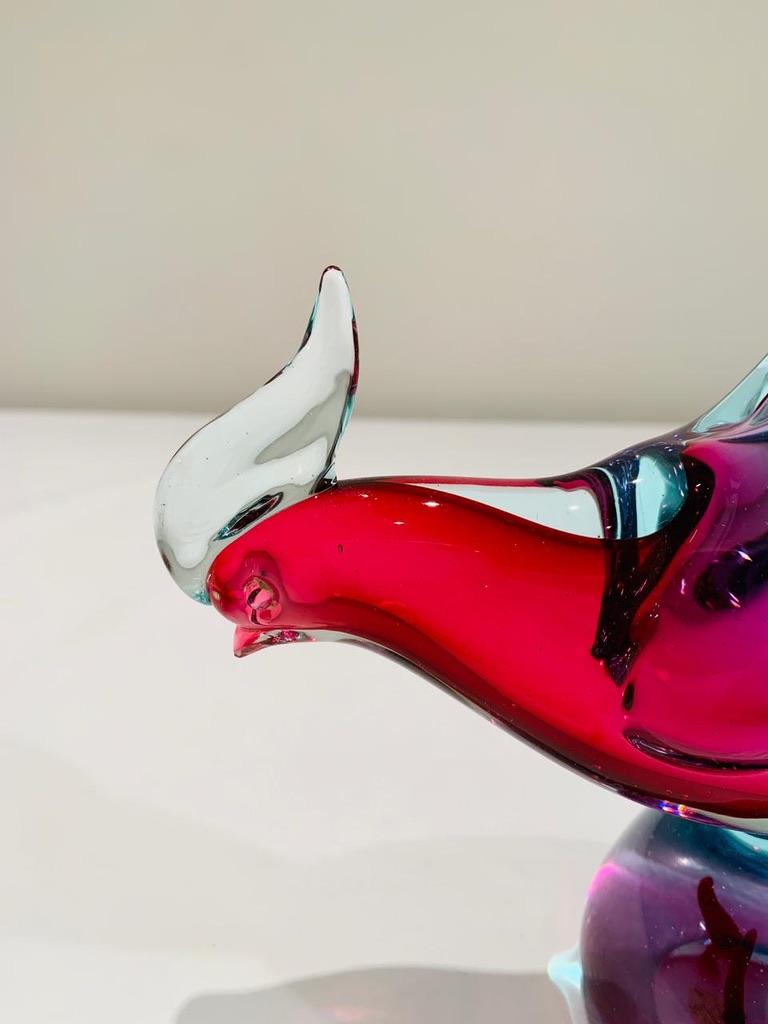 Autre Archimede Seguso Italian bicolor 1950 Murano Glass pheasants paire. en vente