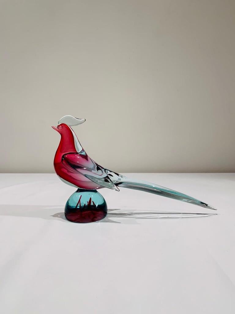 Archimede Seguso Italian bicolor 1950 Murano Glass pheasants paire. Bon état - En vente à Rio De Janeiro, RJ