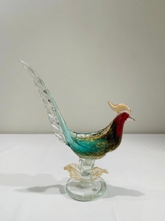 Archimede Seguso italian bicolor 1950 Murano Glass with gold cock.