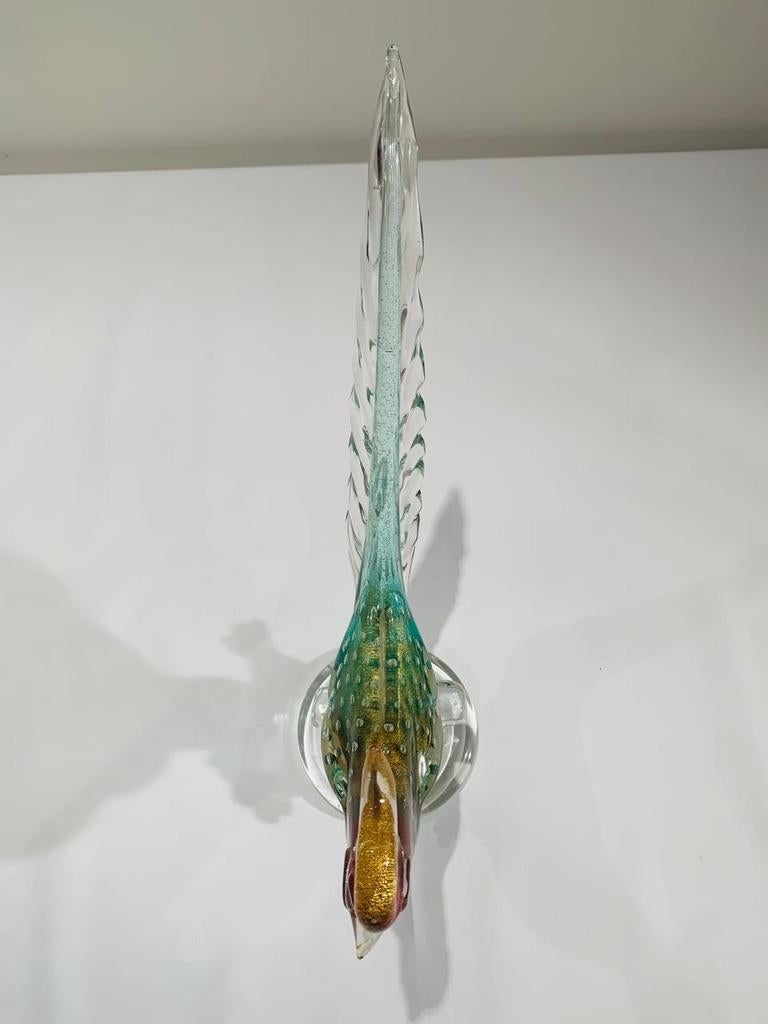 Archimede Seguso italian bicolor 1950 Murano Glass with gold cock. In Good Condition For Sale In Rio De Janeiro, RJ