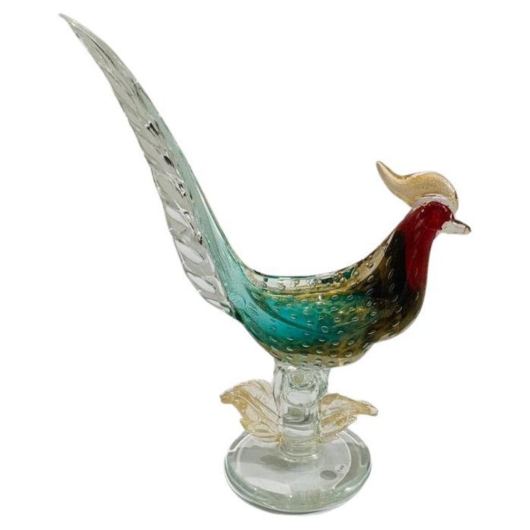 Mid Century Large Murano Art Glass Rooster, Murano Art Glass Cock