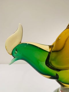 Archimede Seguso italian multicolor 1950 Murano Glass pheasant.