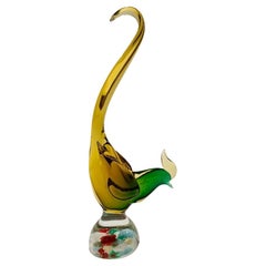 Archimede Seguso italian multicolor 1950 Murano Glass pheasant.