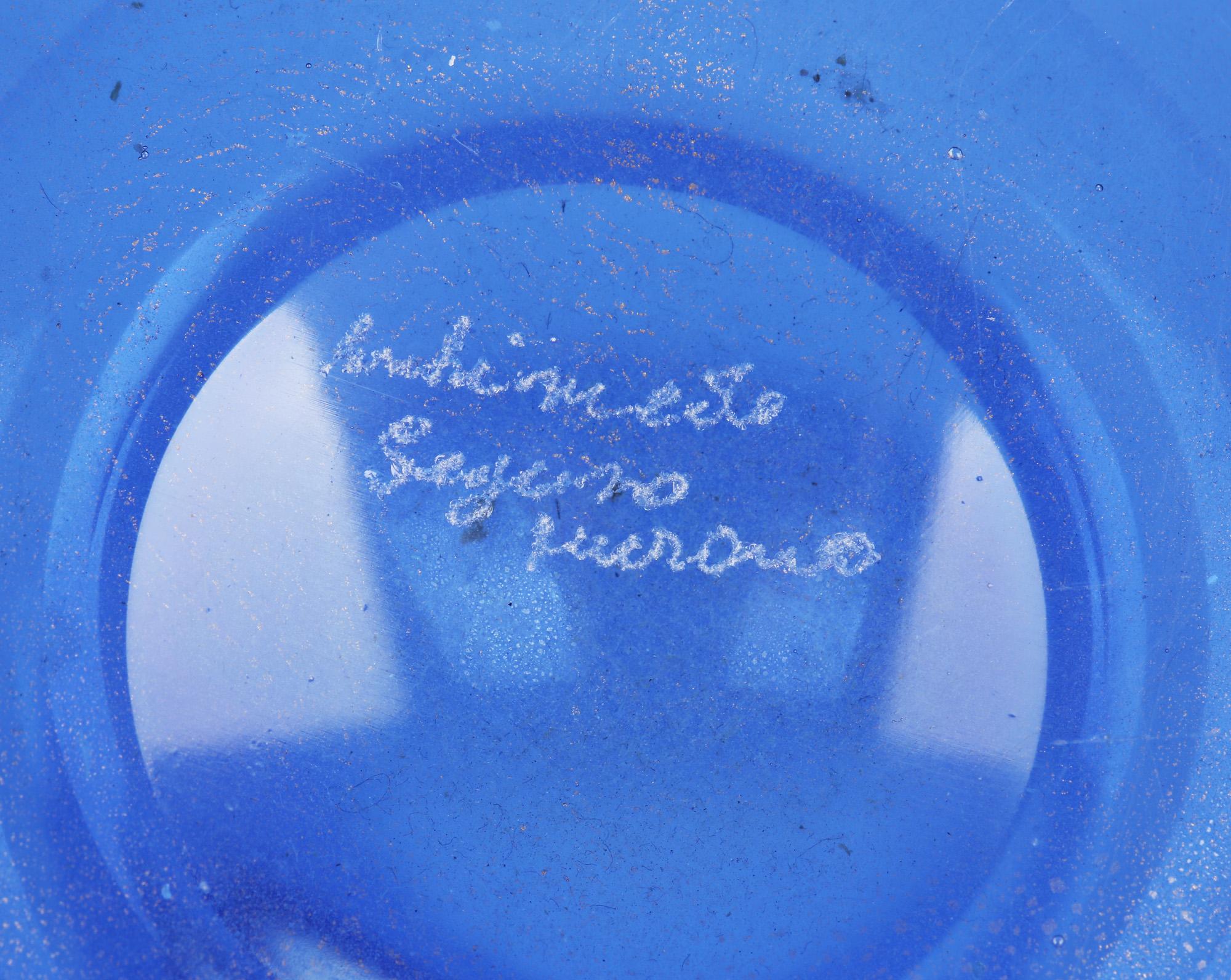 Archimede Seguso Italian Murano Blue And Aventurine Art Glass Vase 3