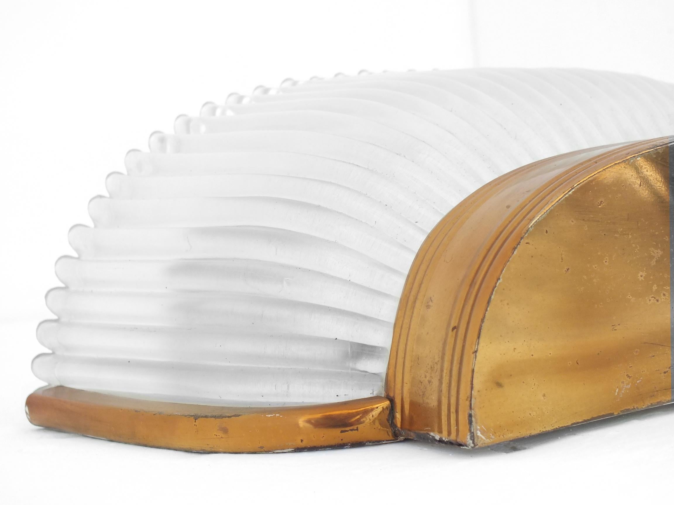 Archimedes Seguso  Italienische Wandleuchte aus Kristallgepresstem und Messing, Design Jahre 30er Jahre im Angebot 2