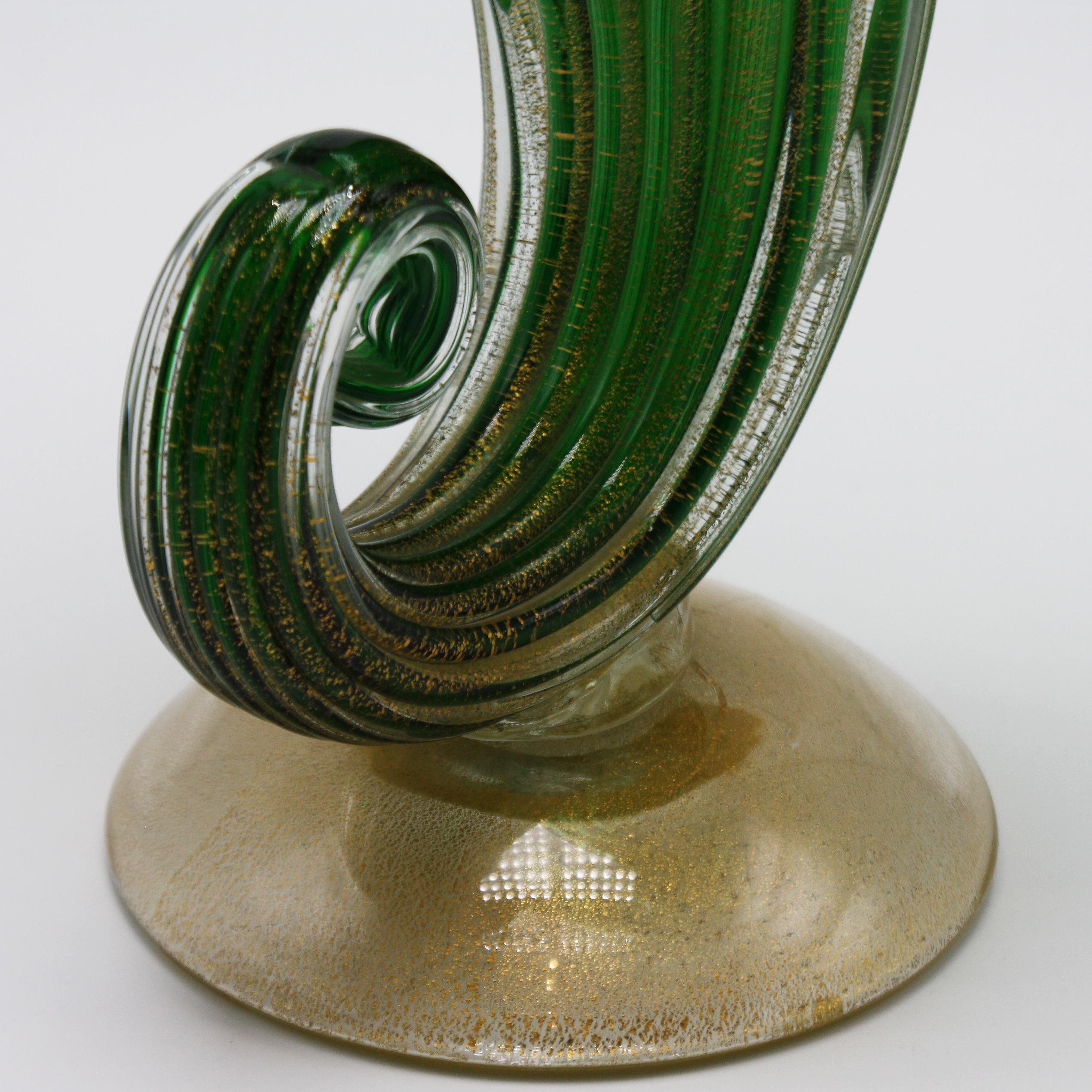 Murano Glass Archimede Seguso Jack-in-the-Pulpit Vase with 24-Karat Gold Inclusions