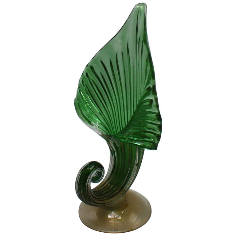 Archimede Seguso Jack In The Pulpit Vase With 24 Karat Gold