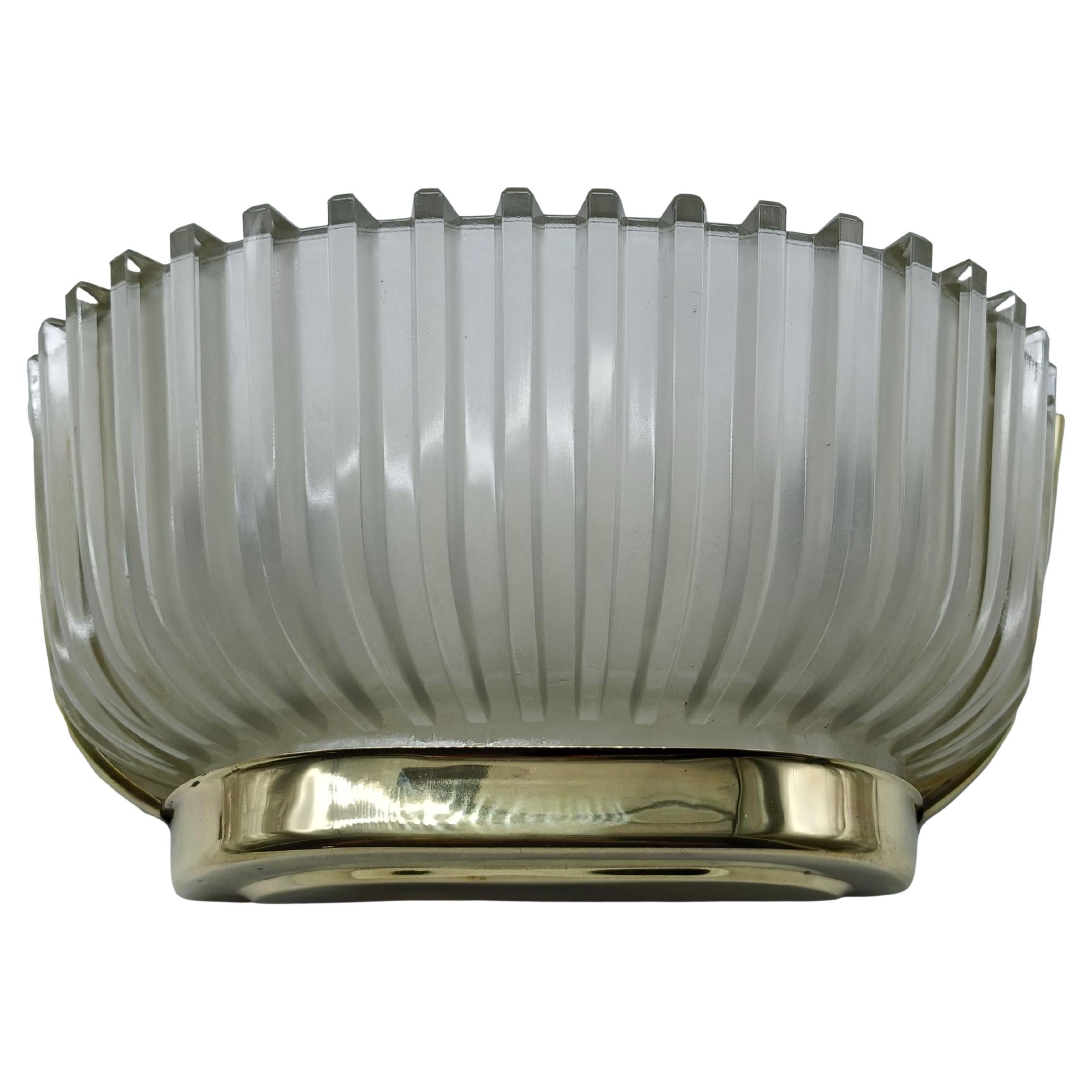 Archimede Seguso Lampada da Parete in Ottone e Vetro, Italia 1930s