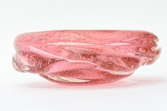 Archimede Seguso Bullecante Gold Murano Cranberry Braided Glass Bowl Vintage