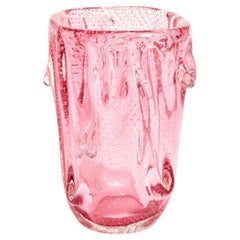 Retro Archimede Seguso Large Pink Bullicante Vase
