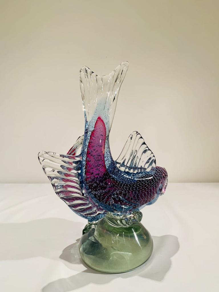 Archimede Seguso large sculptural group Murano glass bicolor 1950 fishes. In Good Condition For Sale In Rio De Janeiro, RJ