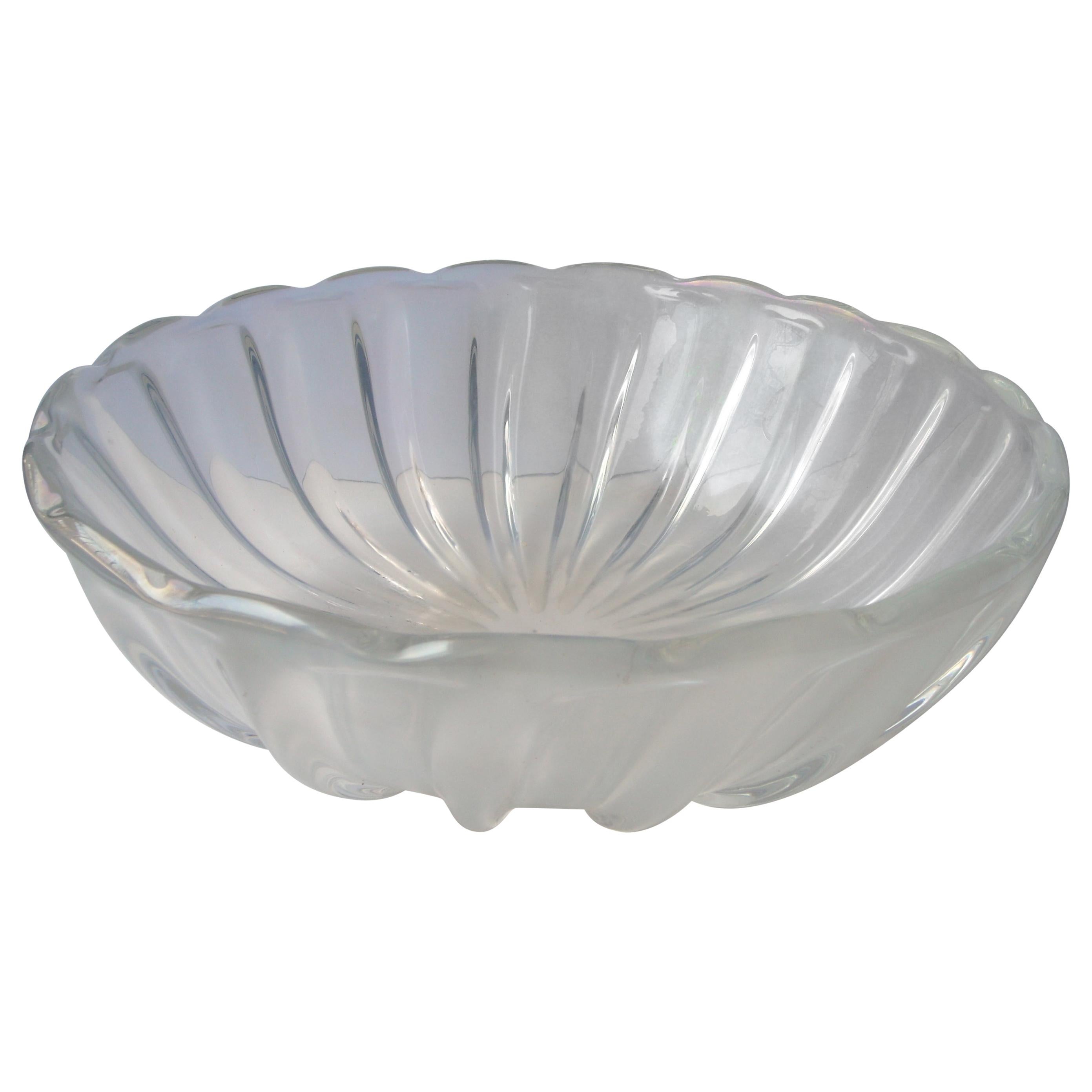 Archimede Seguso Large Vetri d'Arte Centerpiece/ Bowl, Murano Glass, Opalescent