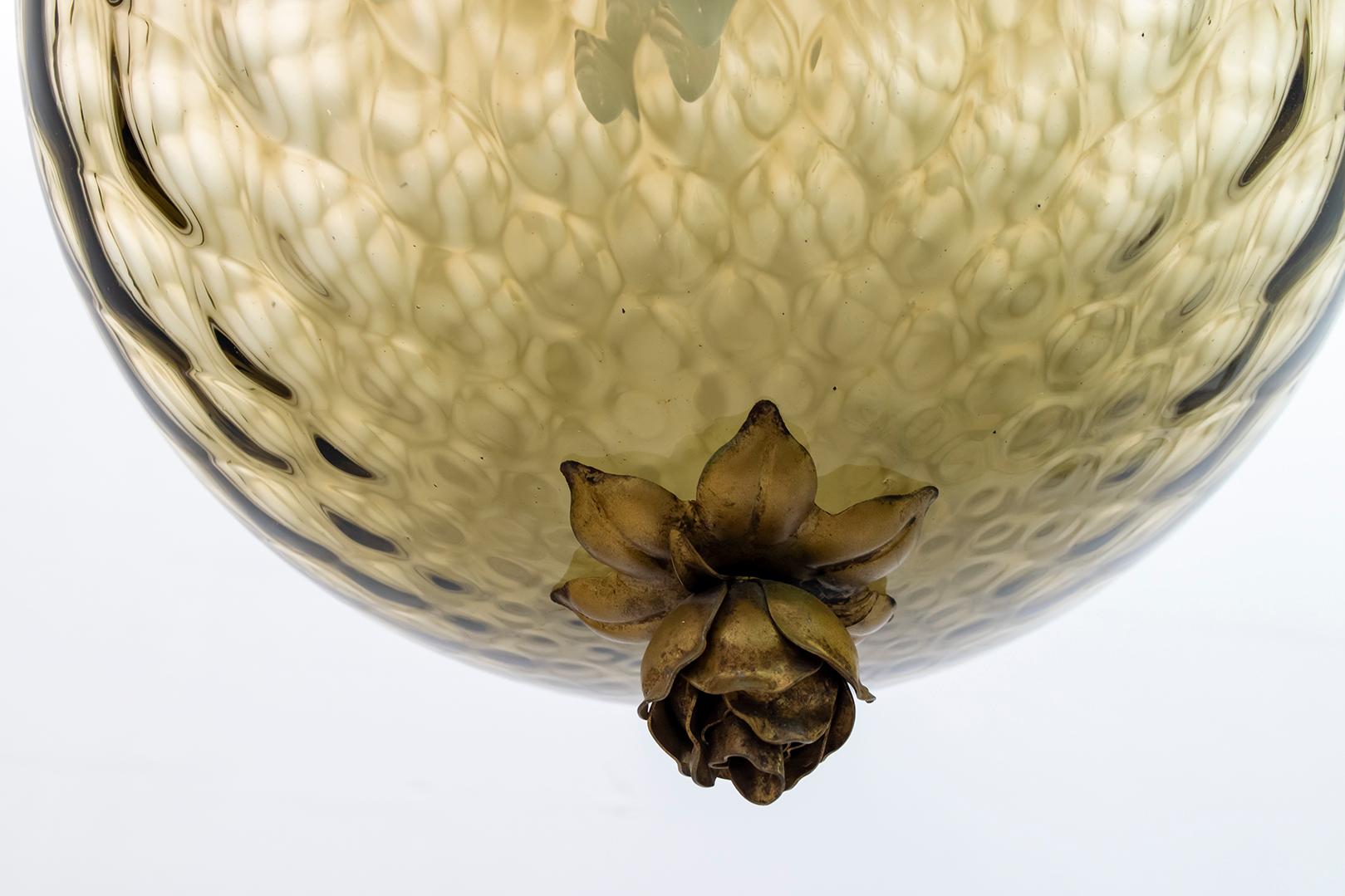 Mid-20th Century Archimede Seguso Mid-Century Modern Murano Blown Amber Glass Pendant Lamp, 1945