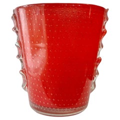 Archimede Seguso. Cristal de Murano rojo moderno de mediados de siglo