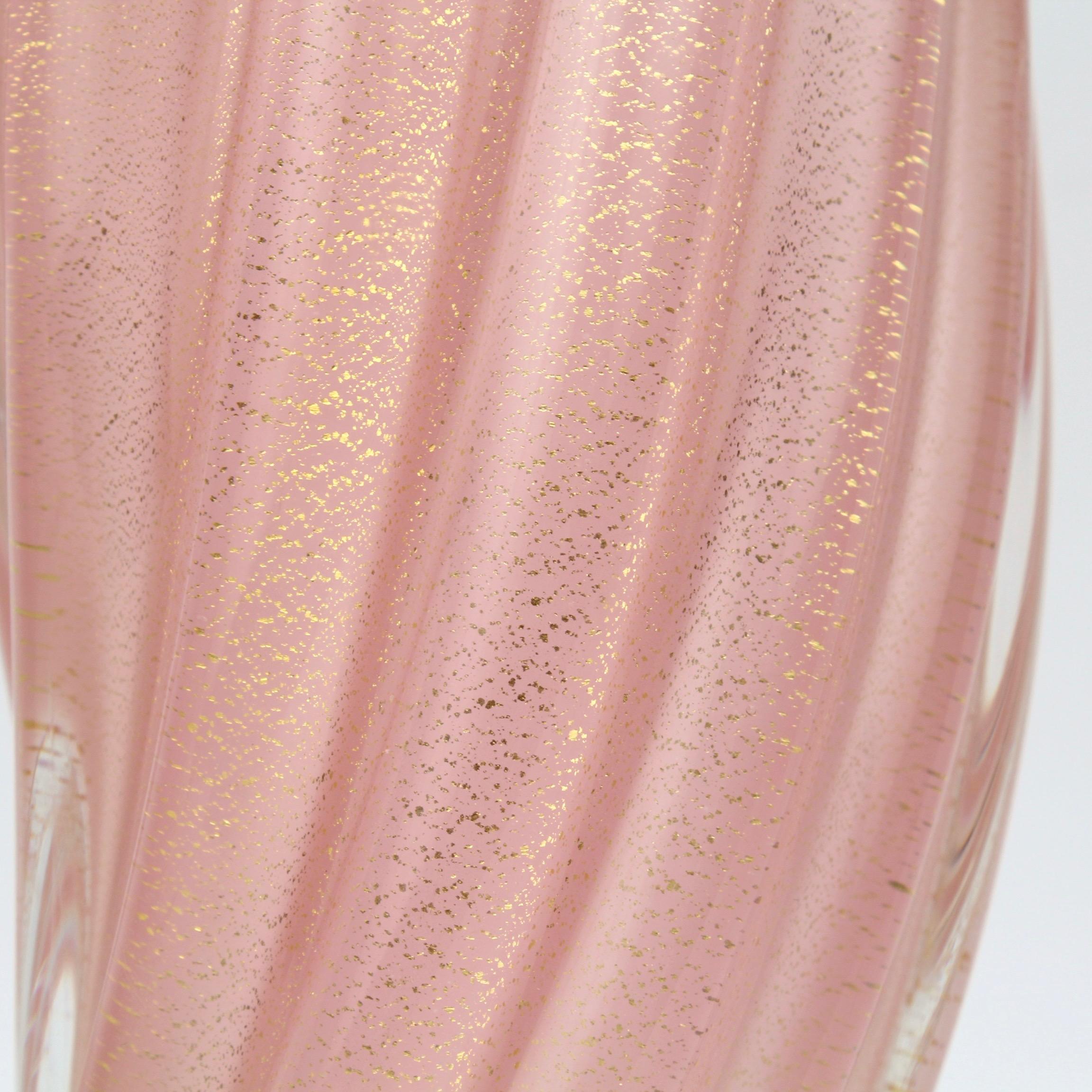 Archimede Seguso Midcentury Pink Murano Glass 'Opalino a Coste' Cornucopia Vase 10
