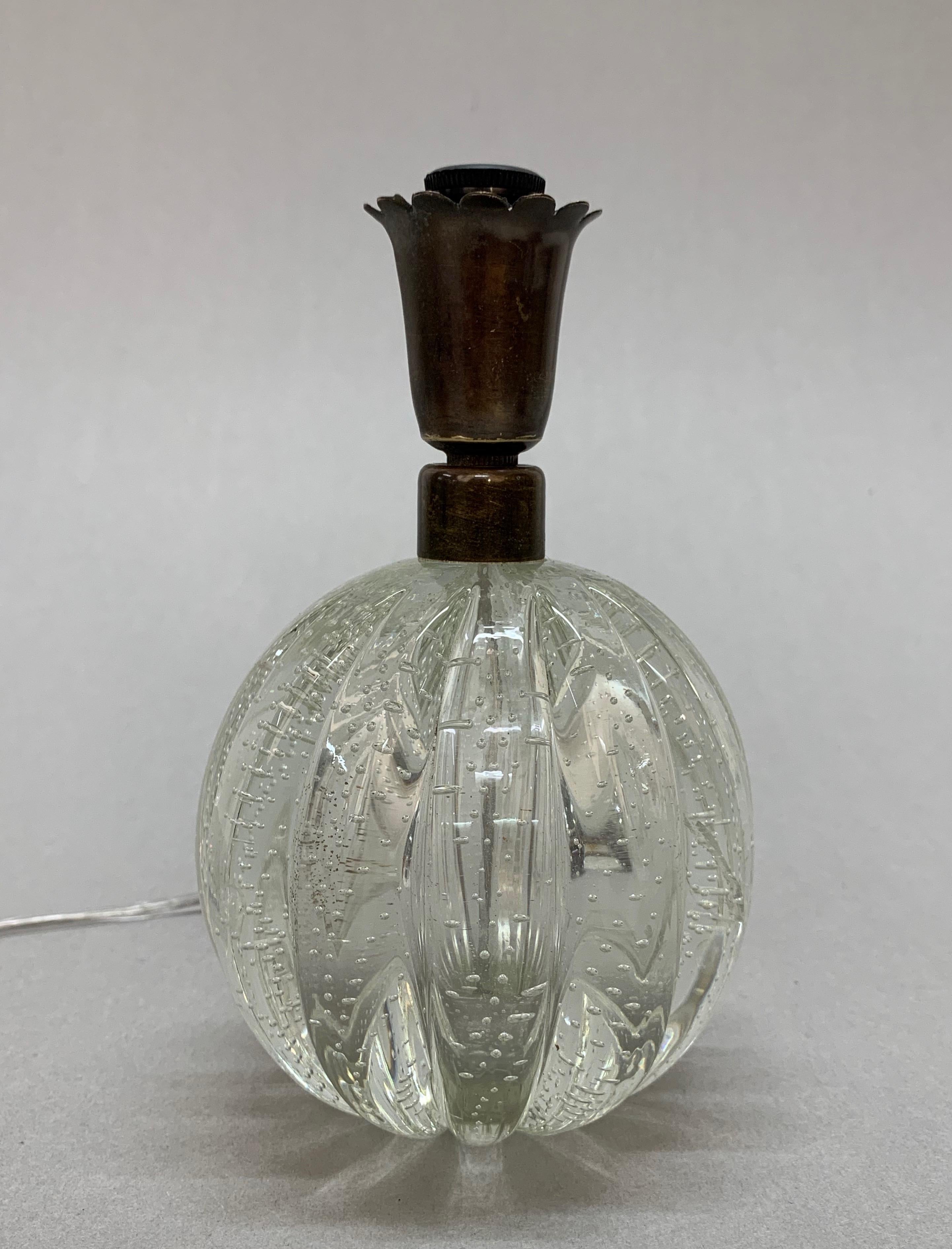 Archimede Seguso Midcentury Bullicante Murano Glass Ball Table Lamp, Italy 1950s 5