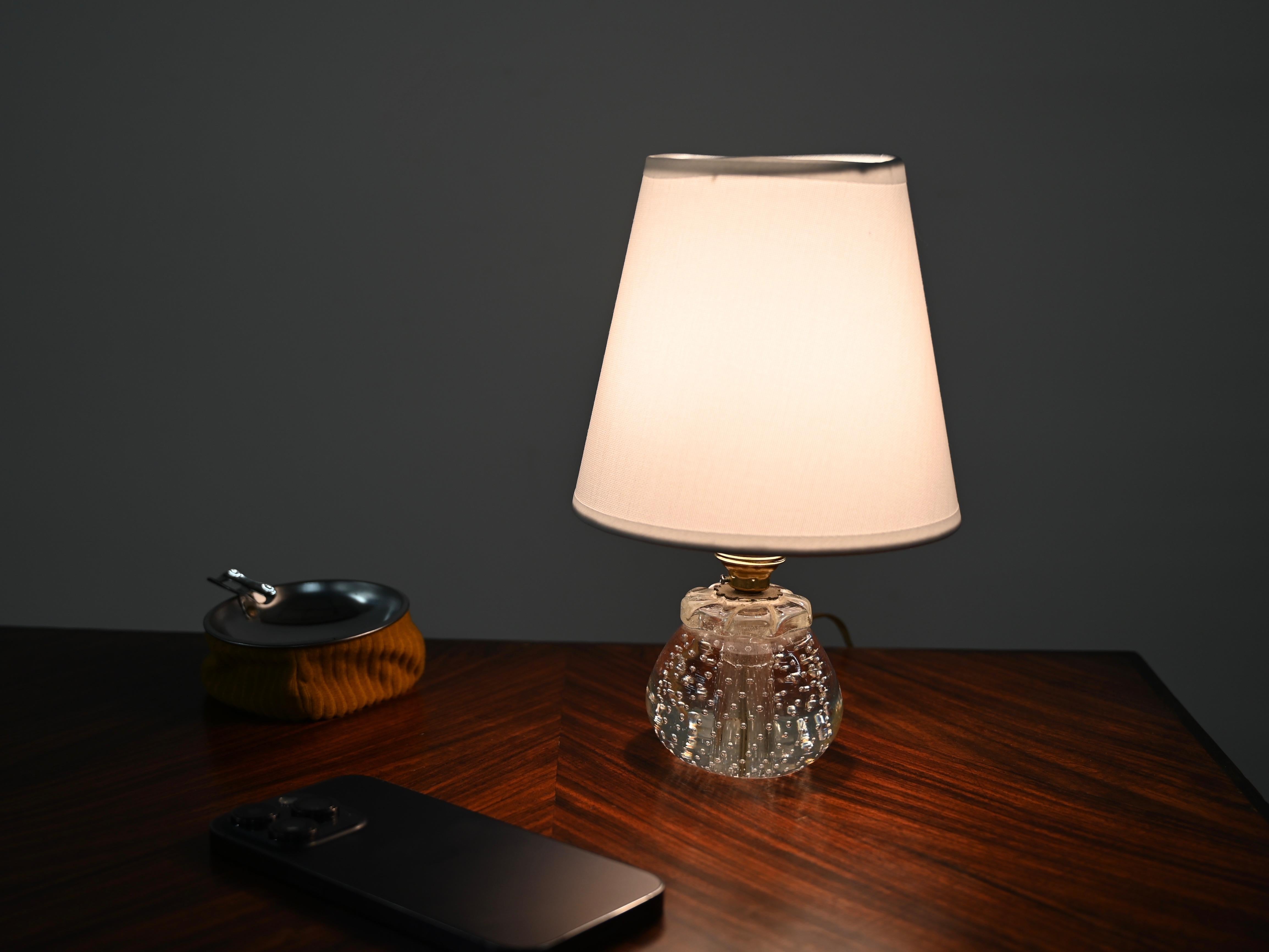 Archimede Seguso Midcentury Bullicante Murano Glass Ball Table Lamp, Italy 1950s 4