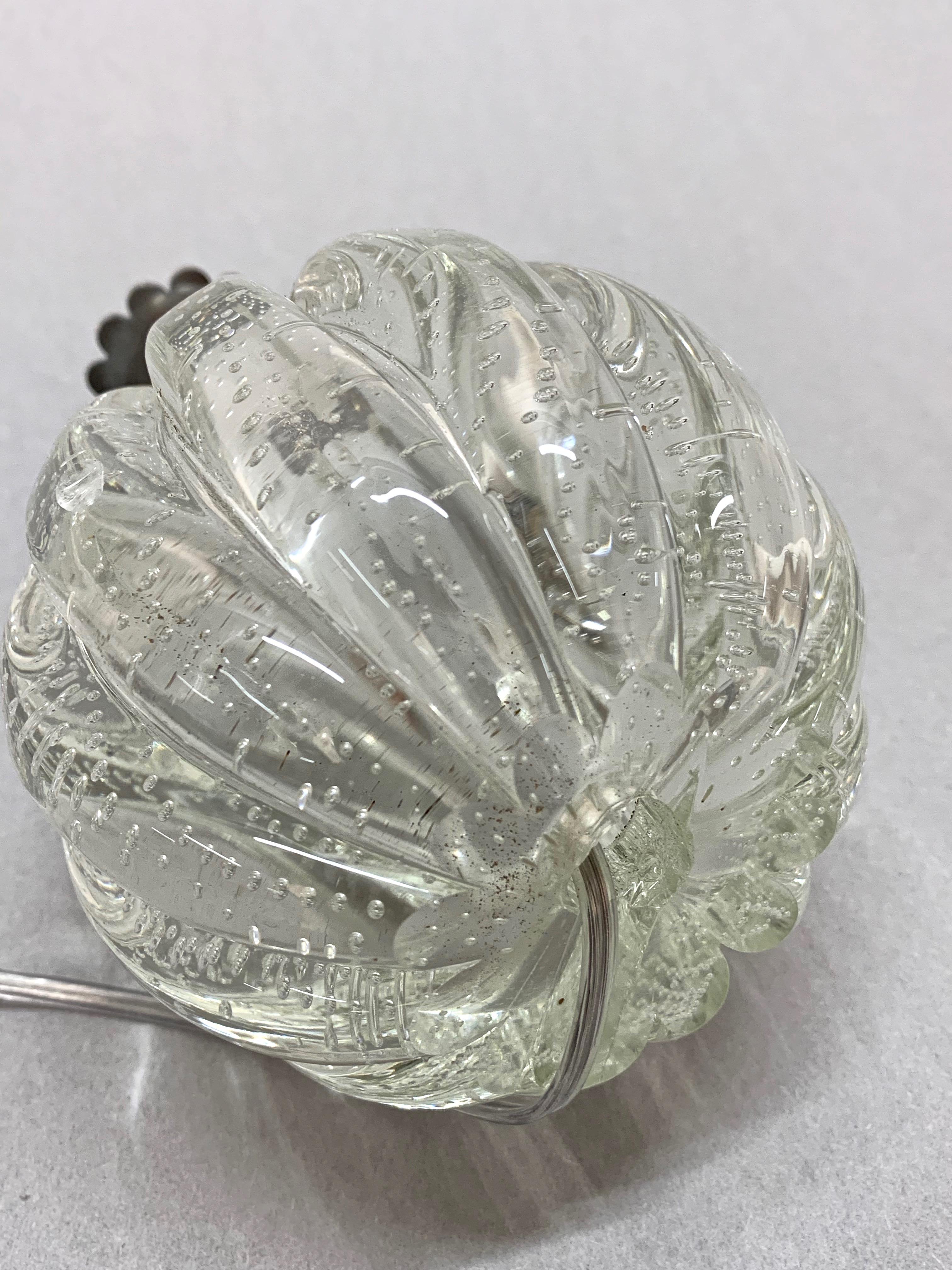 Archimede Seguso Midcentury Bullicante Murano Glass Ball Table Lamp, Italy 1950s 7