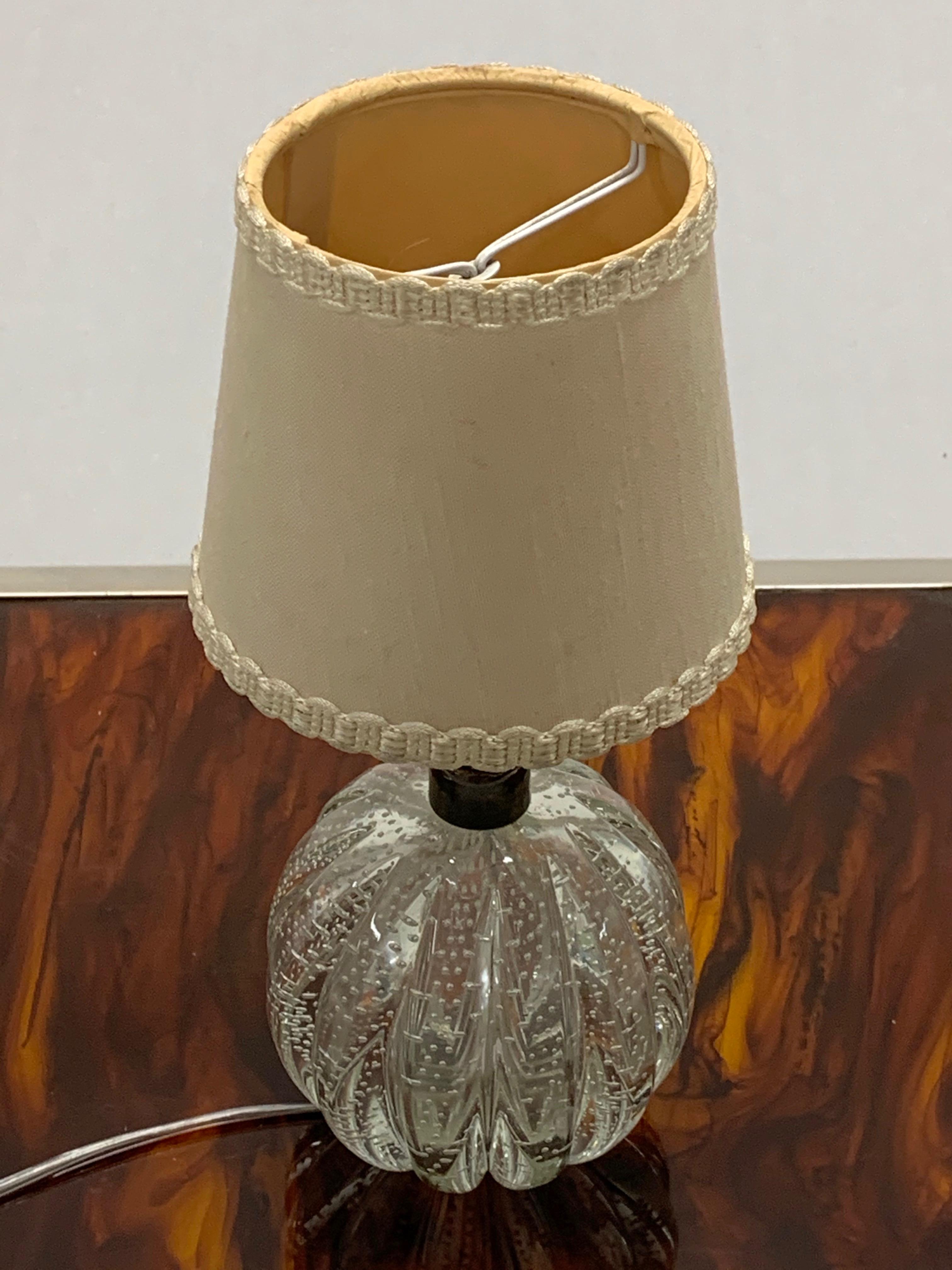 Archimede Seguso Midcentury Bullicante Murano Glass Ball Table Lamp, Italy 1950s 8