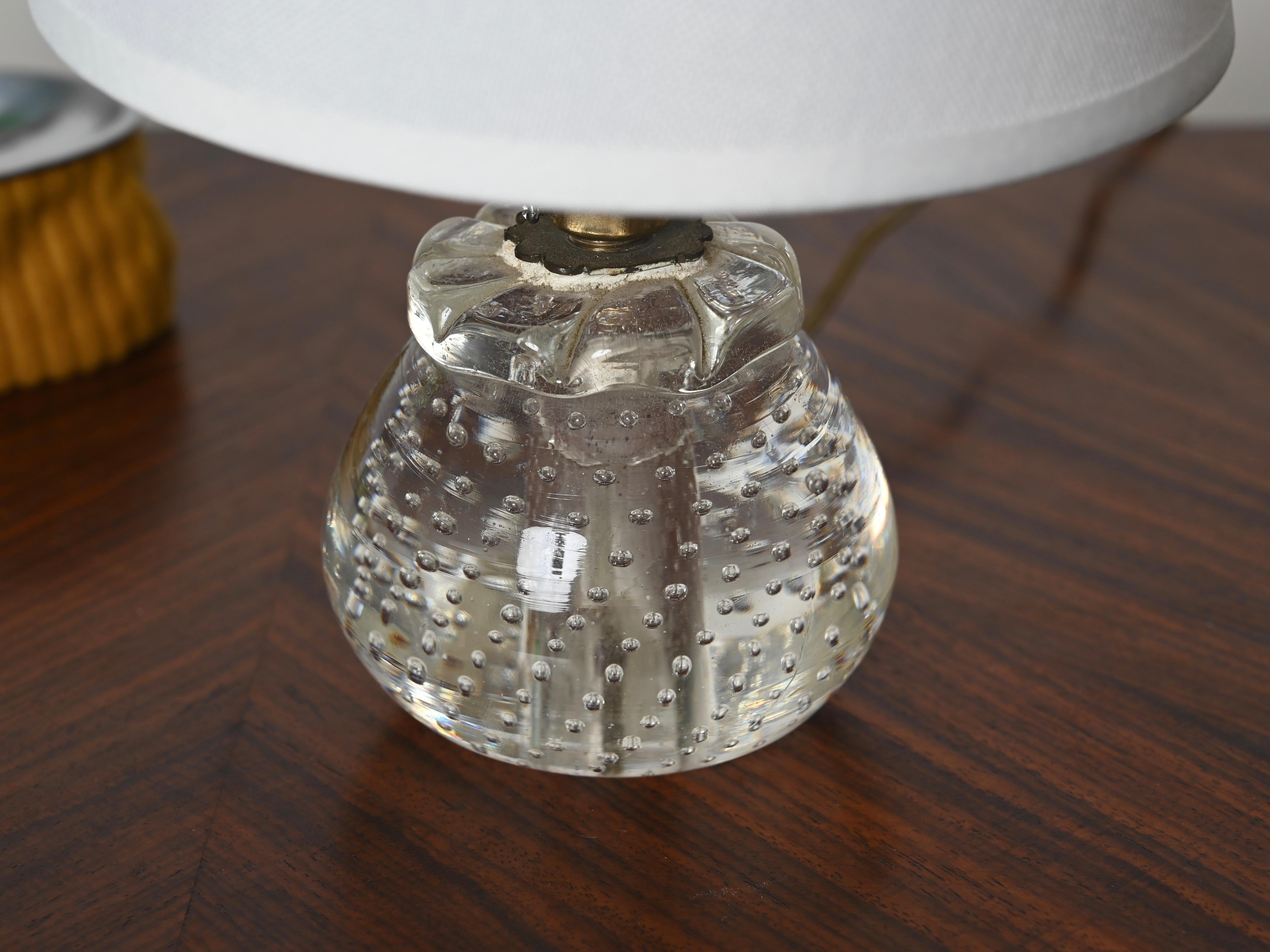 Archimede Seguso Midcentury Bullicante Murano Glass Ball Table Lamp, Italy 1950s 6