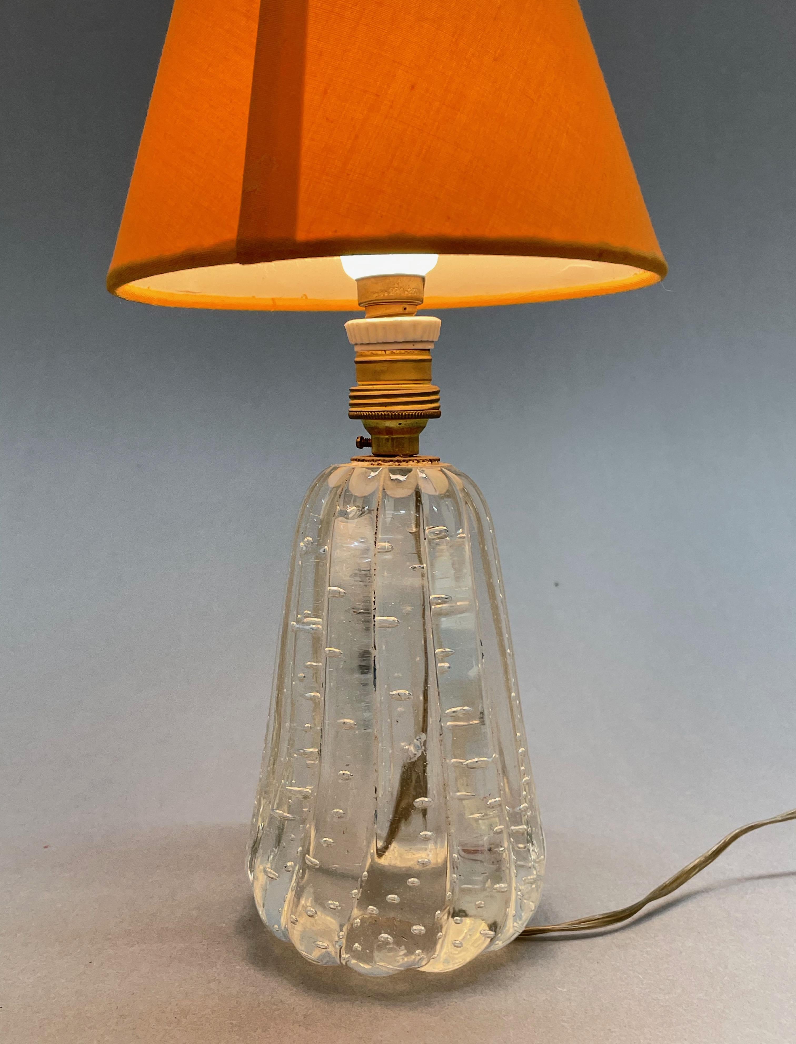 European Archimede Seguso Midcentury Bullicante Murano Glass Table Lamp, Italy 1950s