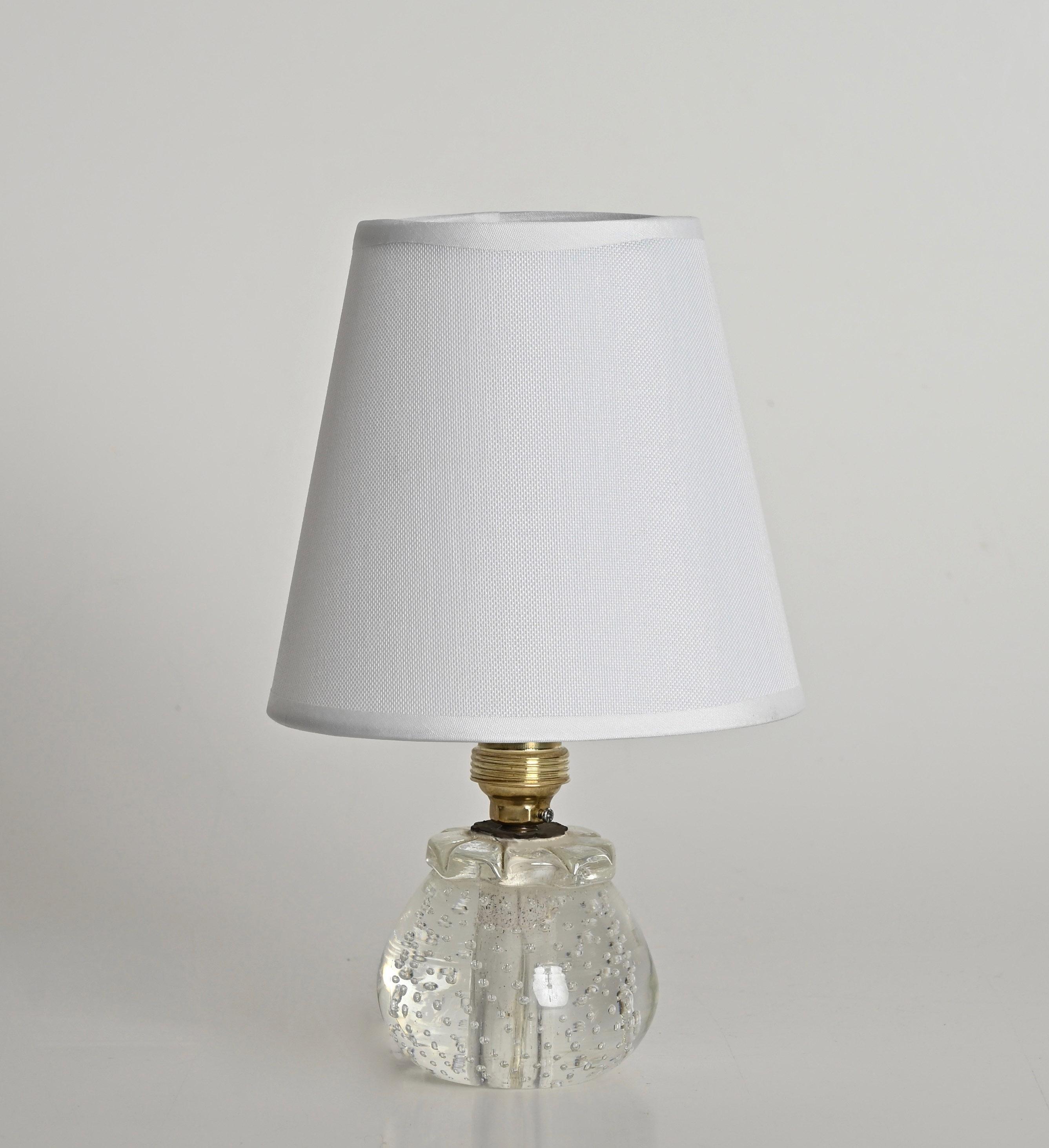 Hand-Crafted Archimede Seguso Midcentury Bullicante Murano Glass Ball Table Lamp, Italy 1950s