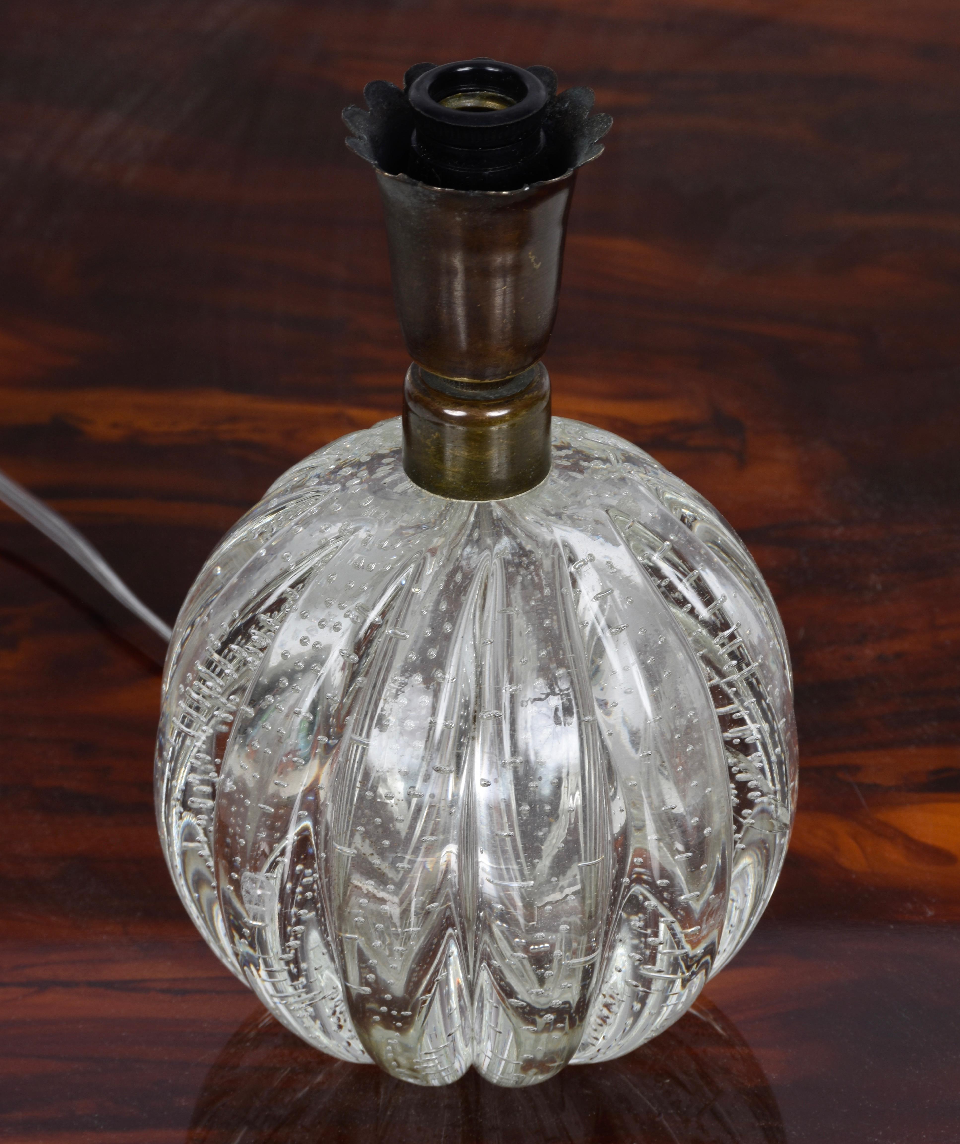 Archimede Seguso Midcentury Bullicante Murano Glass Ball Table Lamp, Italy 1950s 1