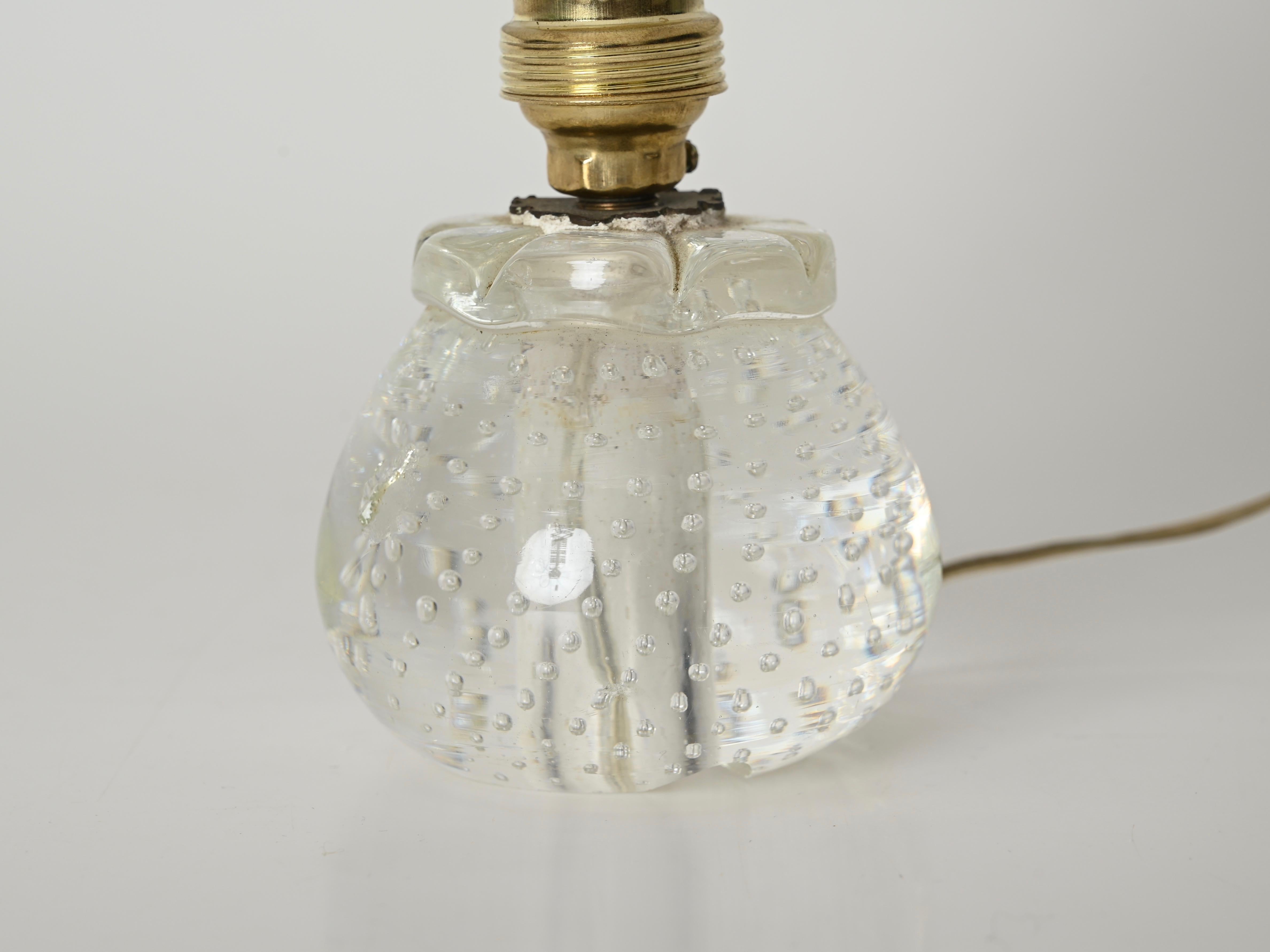 Archimede Seguso Midcentury Bullicante Murano Glass Ball Table Lamp, Italy 1950s 1