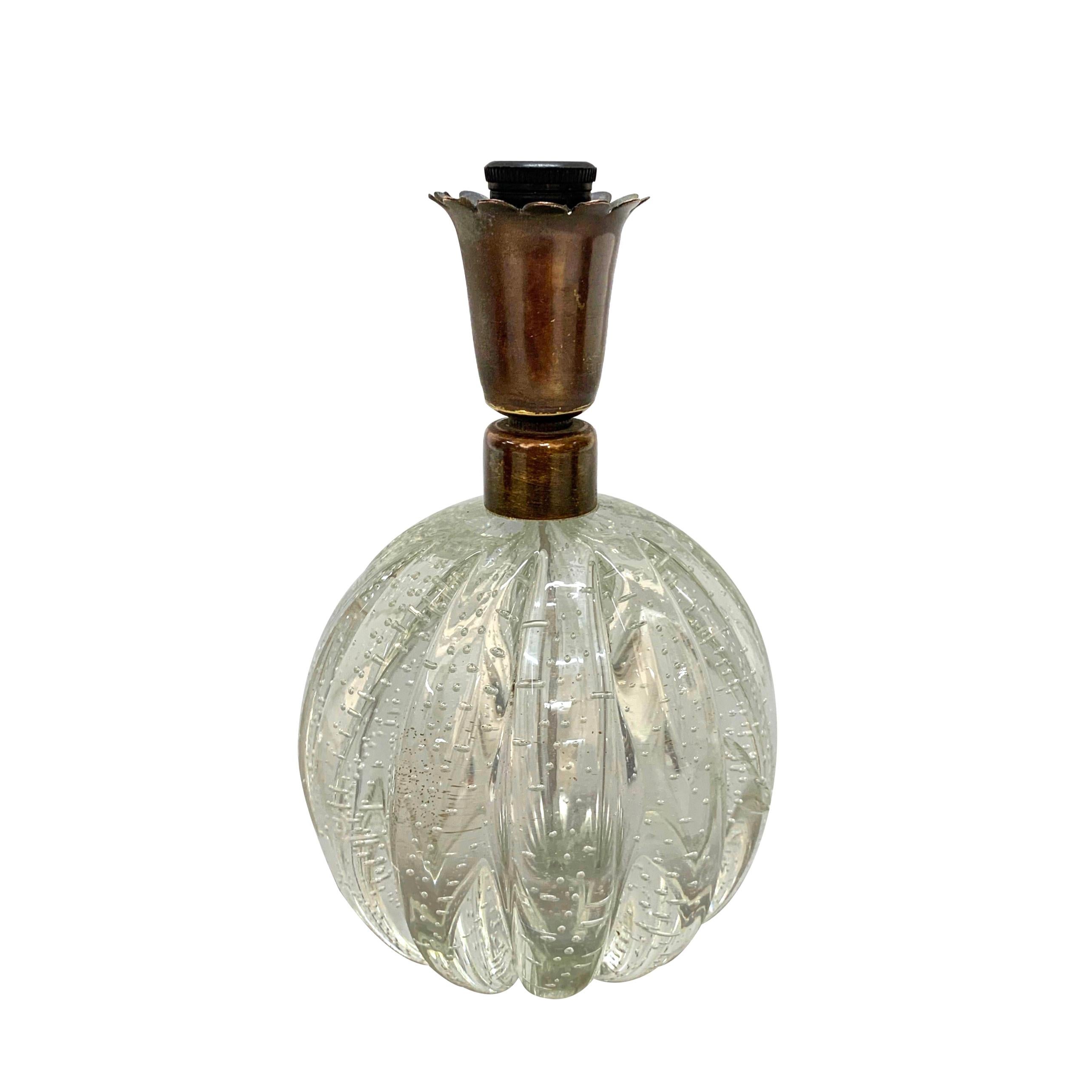 Archimede Seguso Midcentury Bullicante Murano Glass Ball Table Lamp, Italy 1950s 3