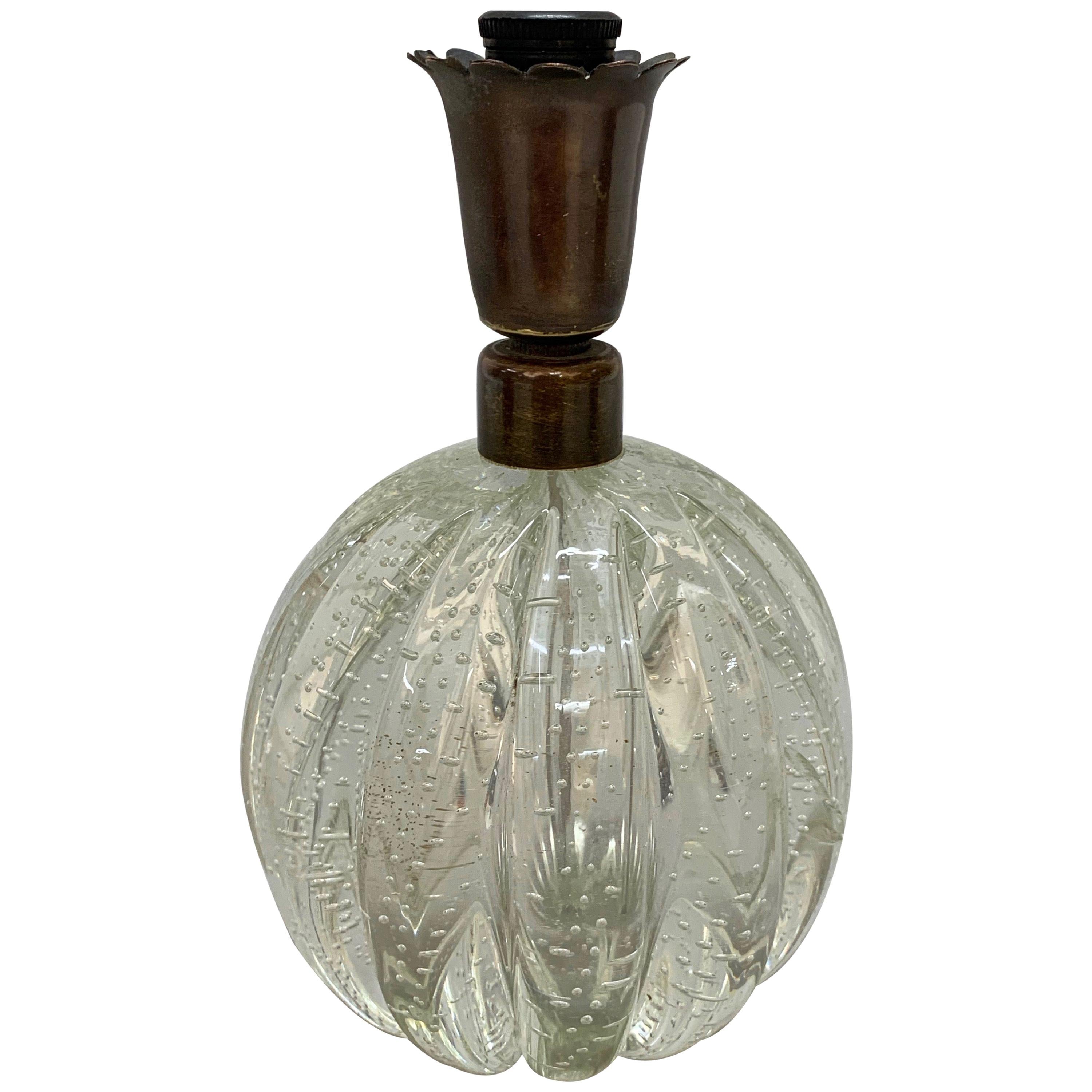 Archimede Seguso Midcentury Bullicante Murano Glass Ball Table Lamp, Italy 1950s
