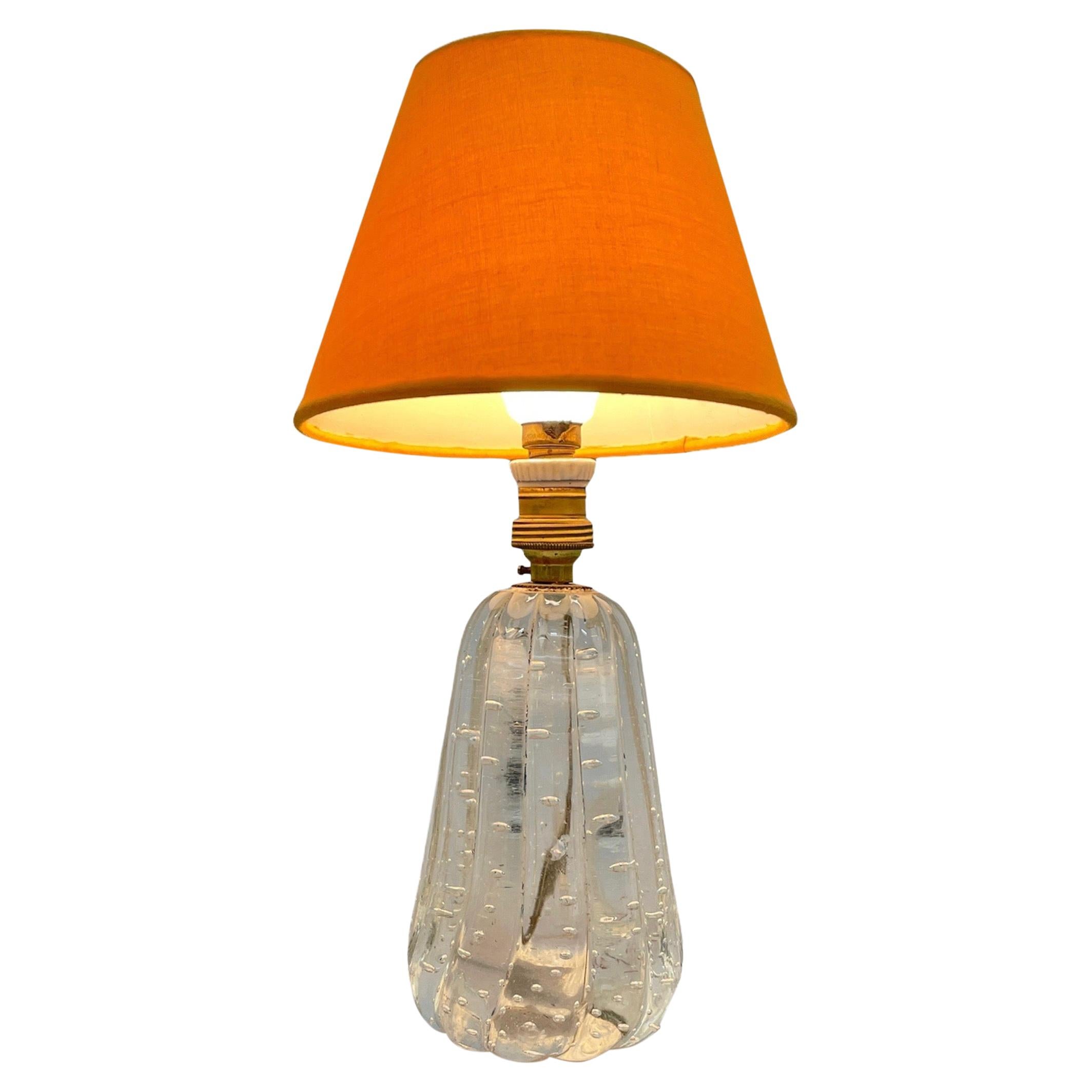 Archimede Seguso Midcentury Bullicante Murano Glass Table Lamp, Italy 1950s