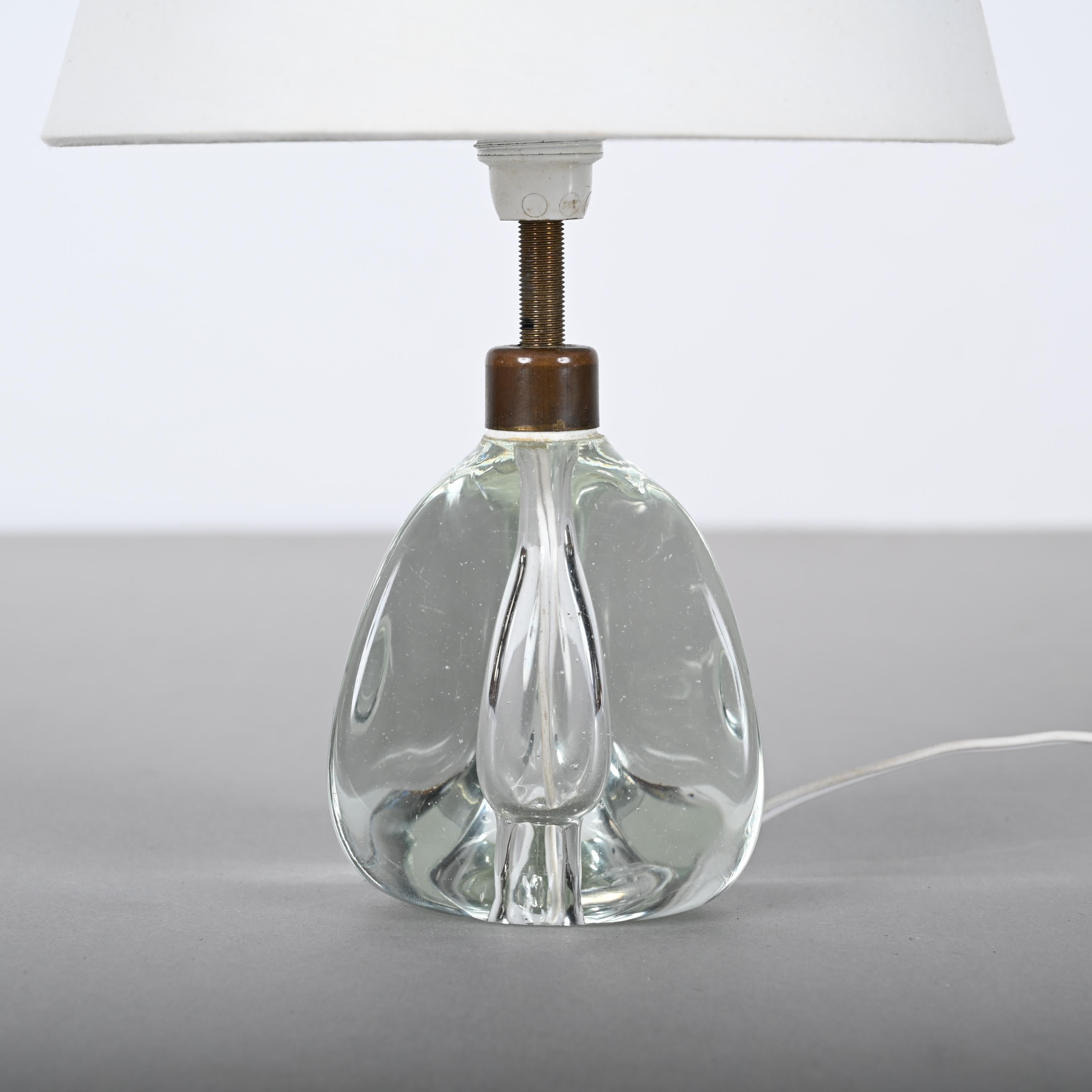 Archimede Seguso Mid-Century Crystal Murano Glass Italian Table Lamp, 1950s In Good Condition In Roma, IT