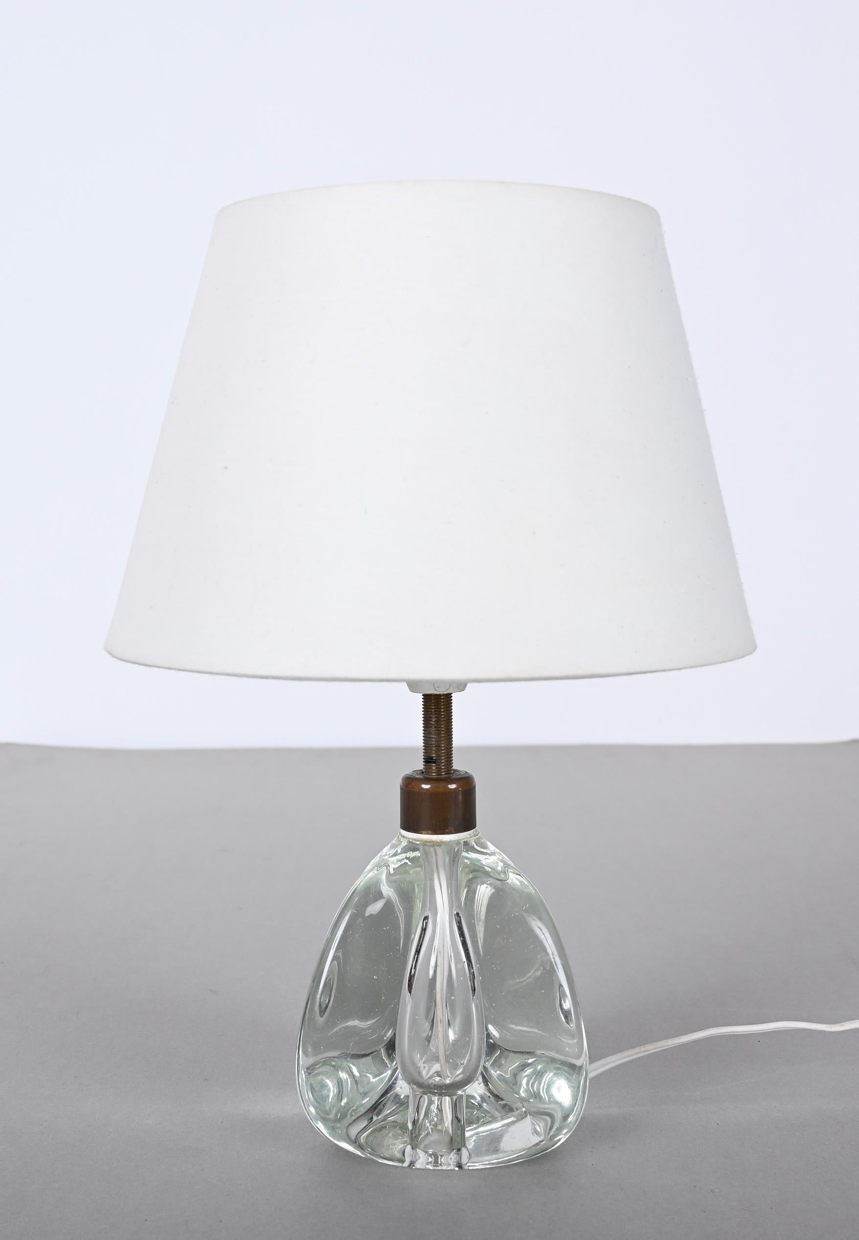 20th Century Archimede Seguso Mid-Century Crystal Murano Glass Italian Table Lamp, 1950s