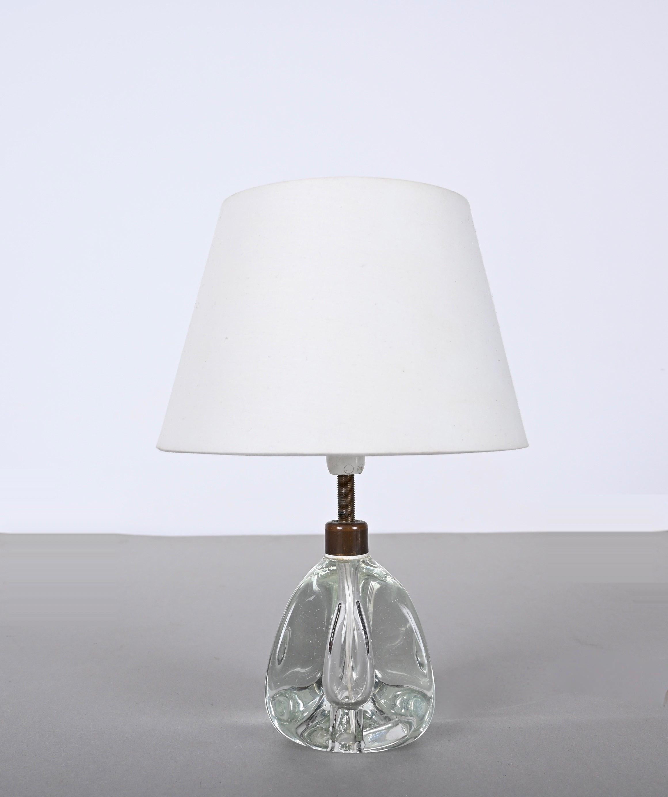 Archimede Seguso Mid-Century Crystal Murano Glass Italian Table Lamp, 1950s 1
