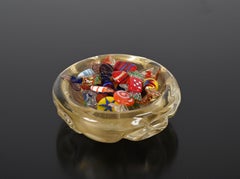 Archimede Seguso Midcentury Murano Glass Bowl with Gold Dots, Italy, 1960s