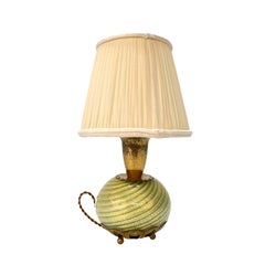 Archimede Seguso Midcentury Murano Glass Italian Ball Table Lamp, 1950s