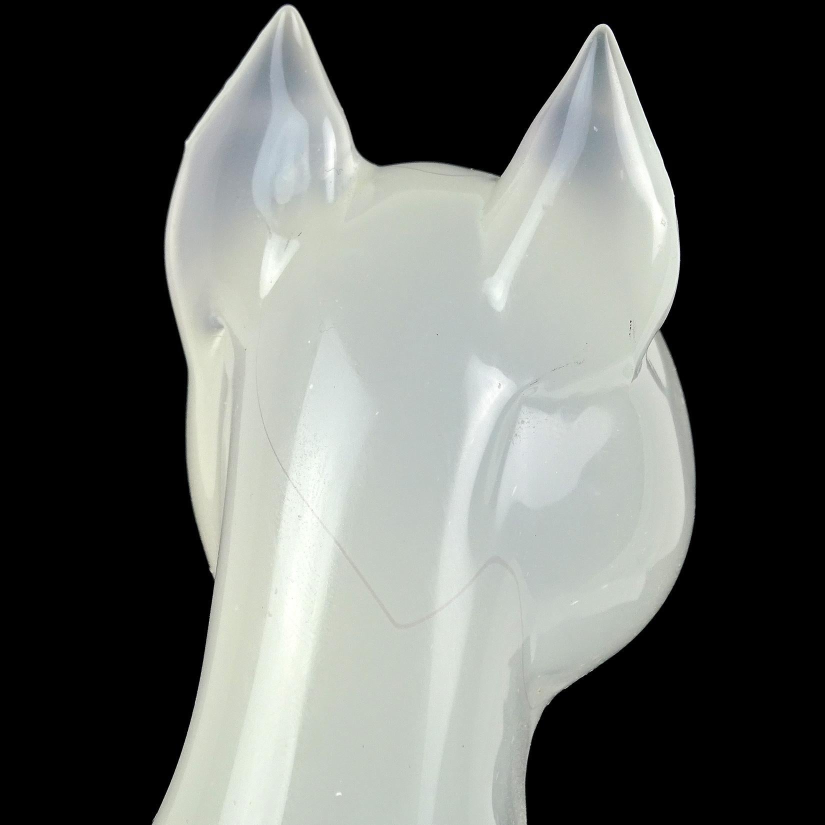 Archimede Seguso Murano 1950s Opal White Italian Art Glass Cat Kitten Sculpture For Sale 1