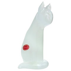 Italienische Kitten-Skulptur aus Opal-Weiß-Kunstglas von Archimede Seguso, Murano, 1950er Jahre