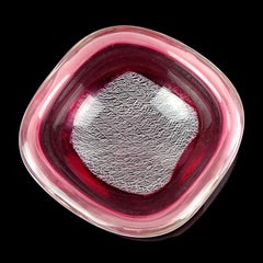 Archimede Seguso Murano 1952 Rosa Bianco Merletto Nastri Ciotola in vetro artistico italiano