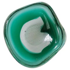 Cendrier en verre de Murano vert blanc Merletto Archimede Seguso 1954