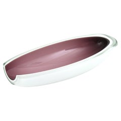 Archimede Seguso Murano Alabastro Purple White Cased Oval Art Glass Bowl