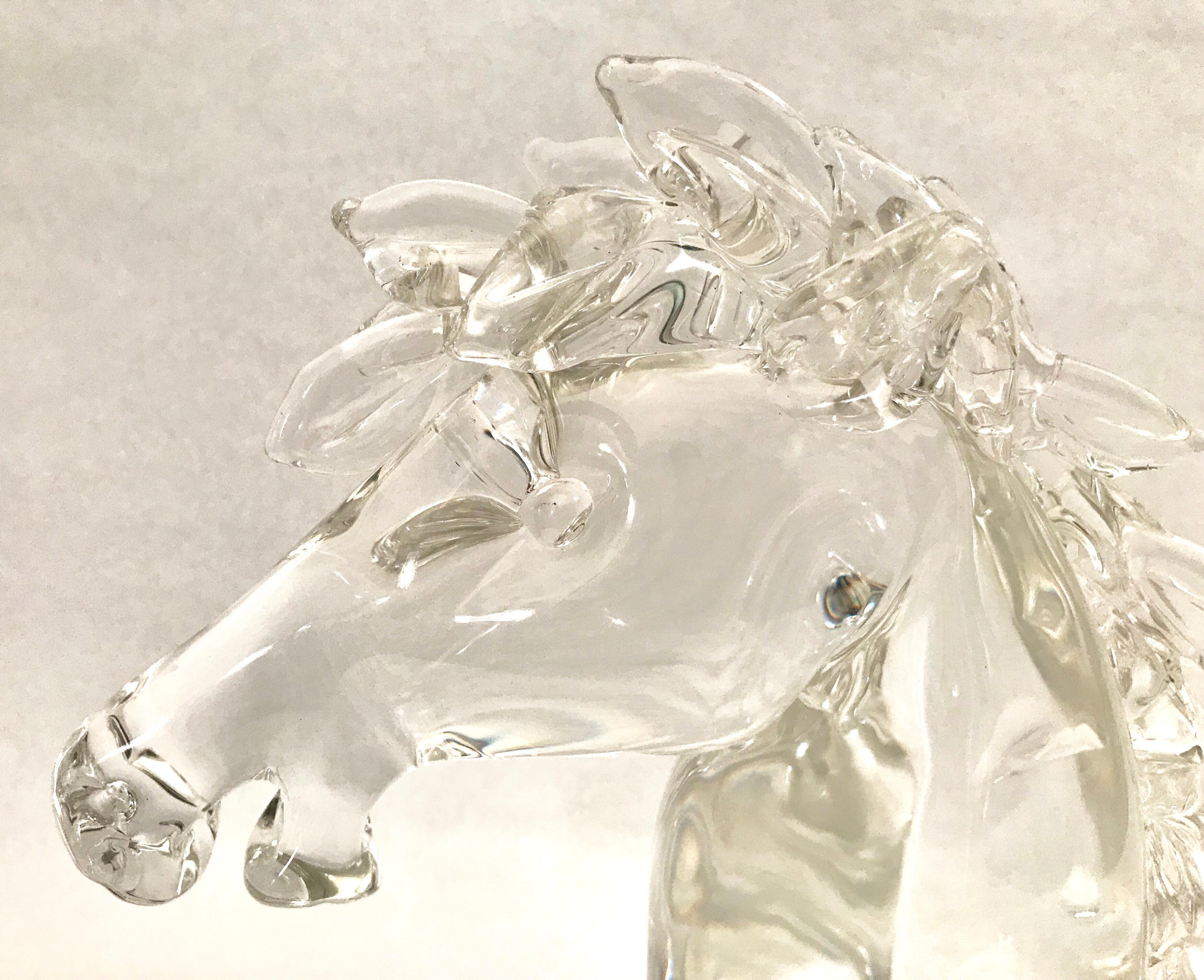 Signed Archimede Seguso Murano art glass horse, Italy, 1976.